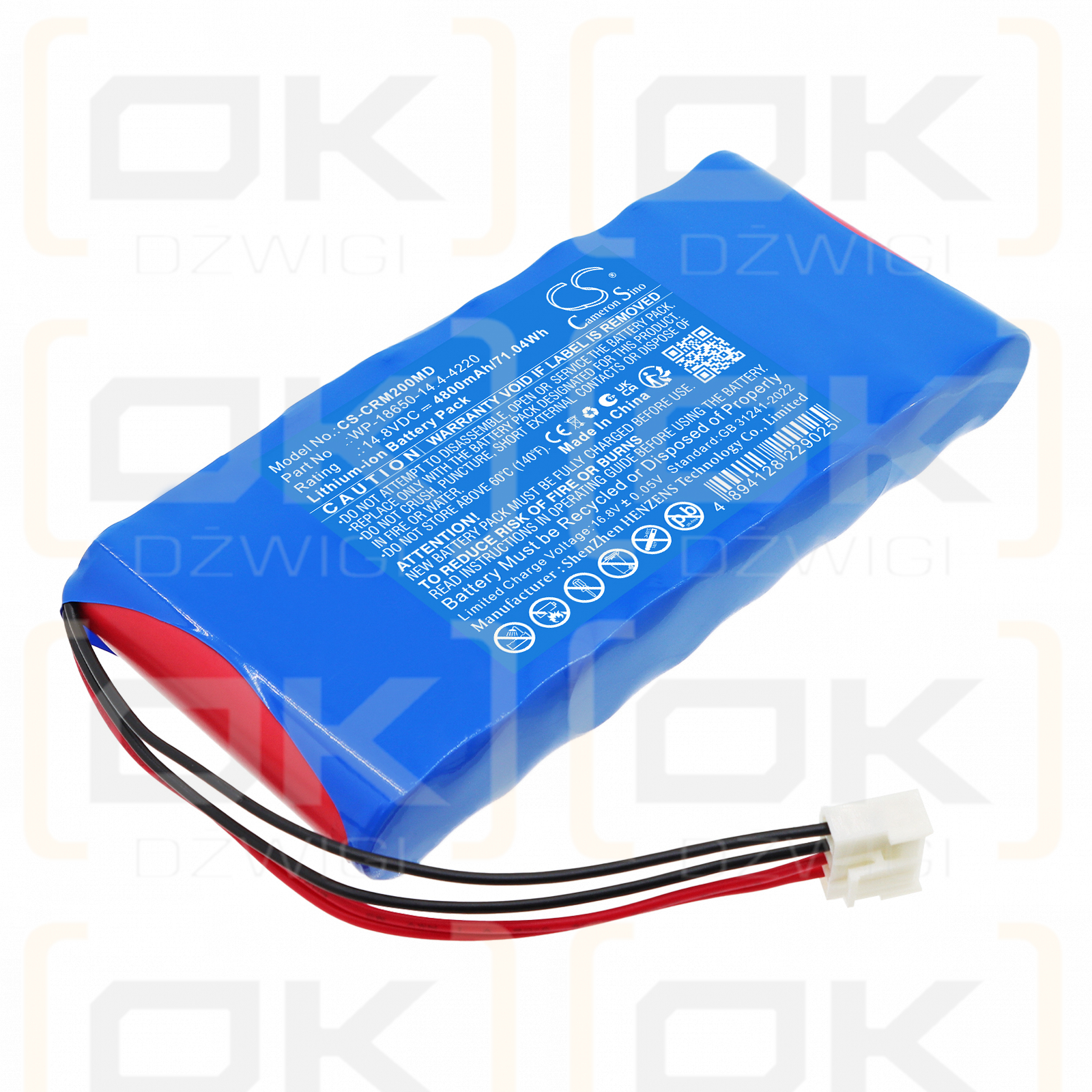 Сменная батарея для монитора пациента Carewell Medi M20 / WP-18650-14.4-4220 4800 мАч Li-ion 14,8 В (Cameron Sino)
