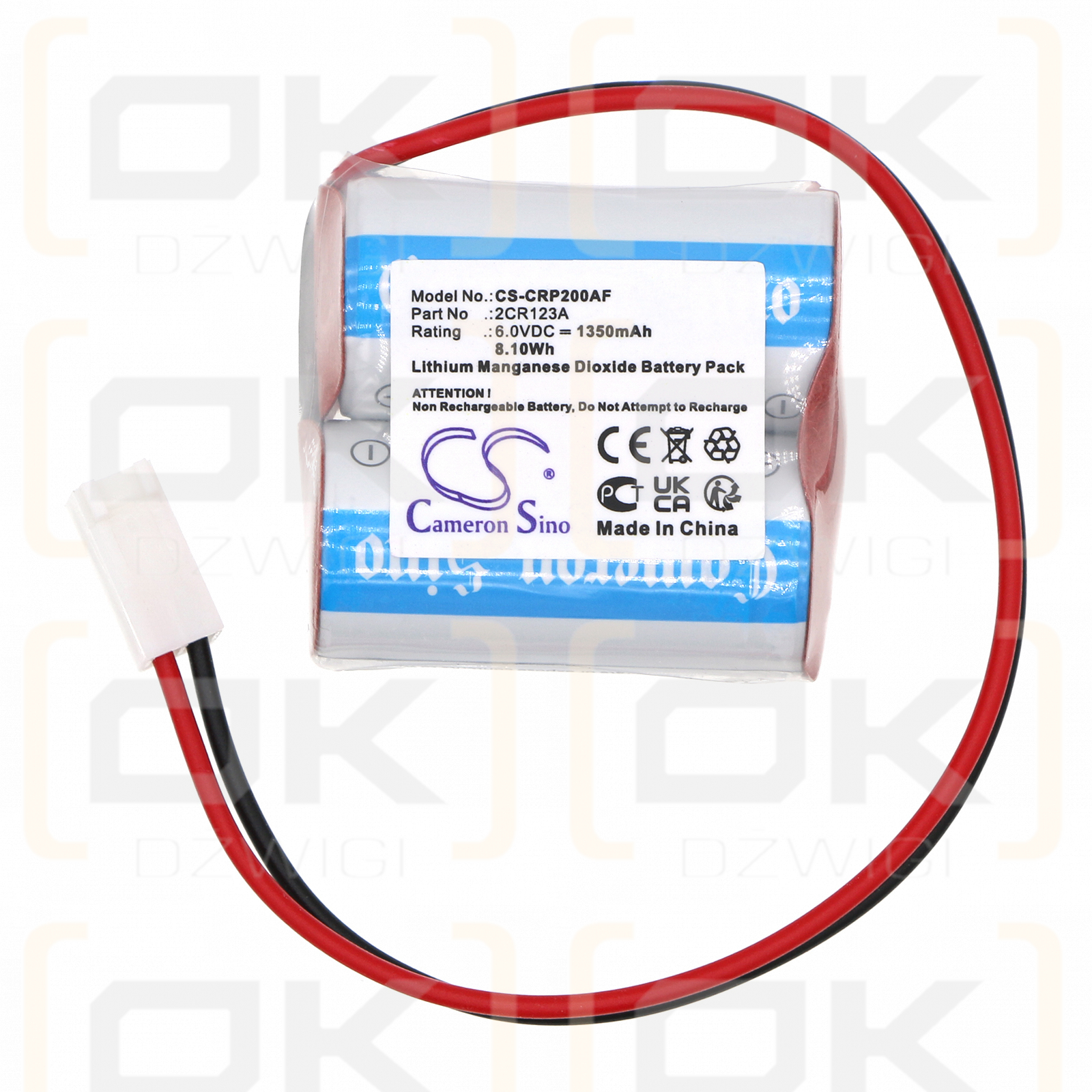 Spülsystem Leaklock-Isolatorsteuerung / 2CR123A 1350 mAh Li-MnO2 6,0 V (Cameron Sino)