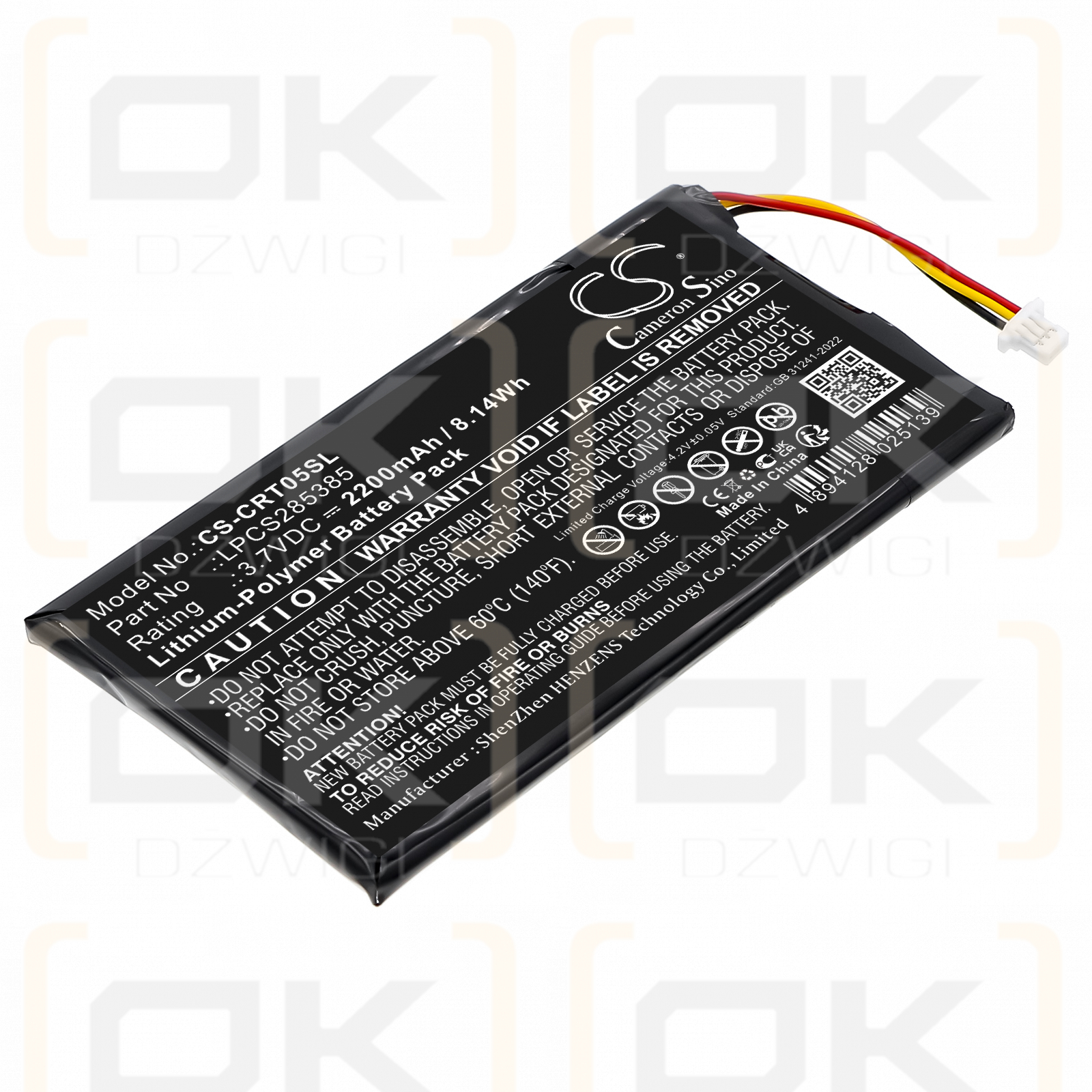 Batería Creative DVP-HD0003 / LPCS285385 de polímero de litio de 2200 mAh y 3,7 V (Cameron Sino)