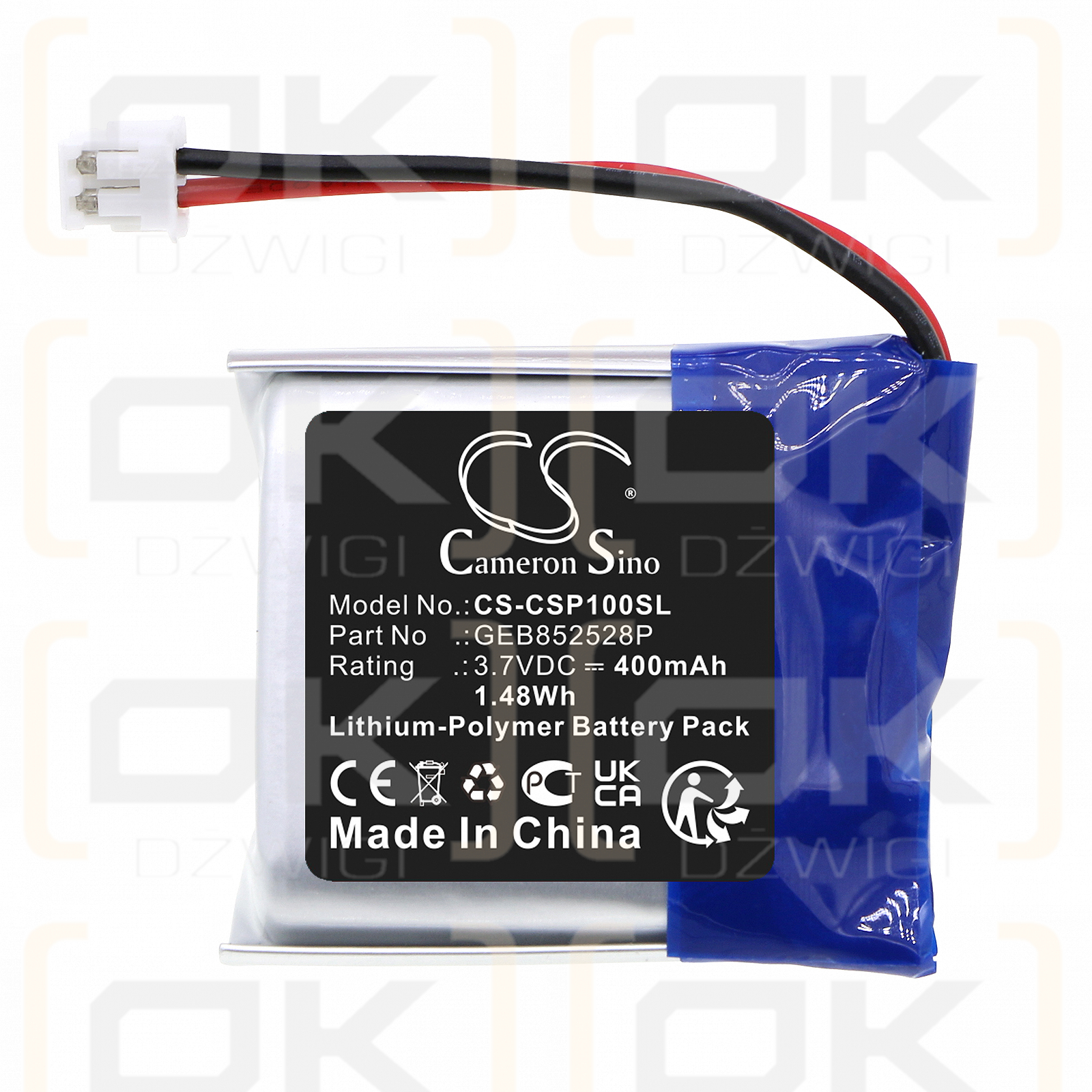 Conversor Pro Receiver / GEB852528P 400mAh Li-Polymer 3.7V (Cameron Sino)