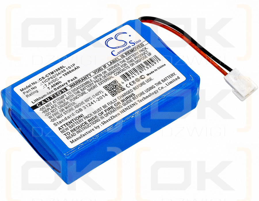 CTMS Eurodetektor / 1ICP62/34/48 1S1P 1000 mAh Li-Ion 7,4 V (Cameron Sino)