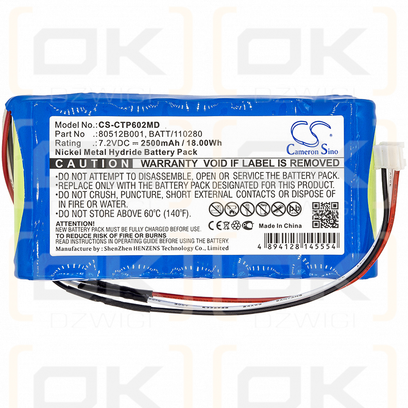 Criticare oximeter Poet LT Plus / 80512B001 2500mAh Ni-MH 7.2V (Cameron Sino)