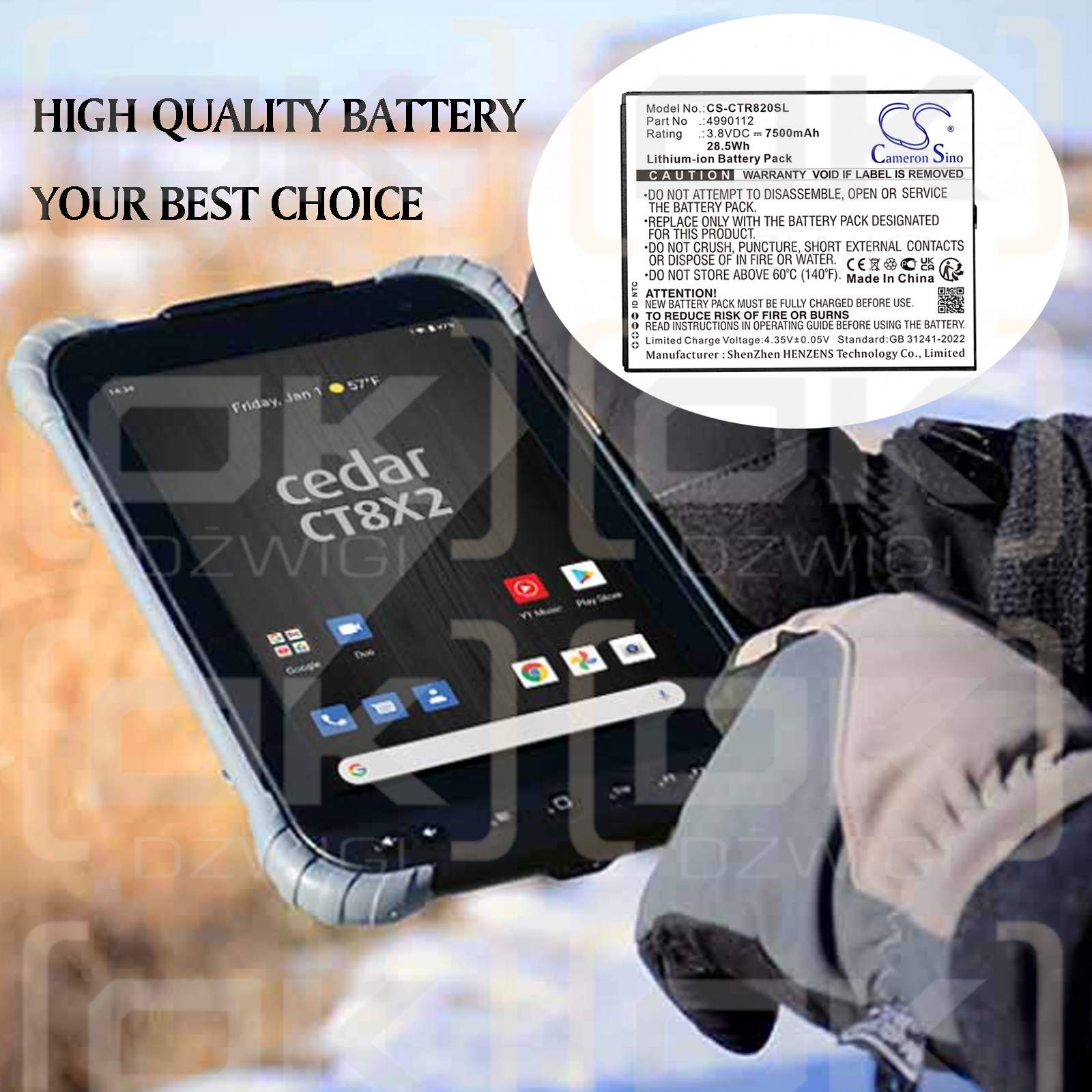 Cedar CT8X2 / 4990112 7500 mAh Li-Polímero 3.8 V (Cameron Sino)