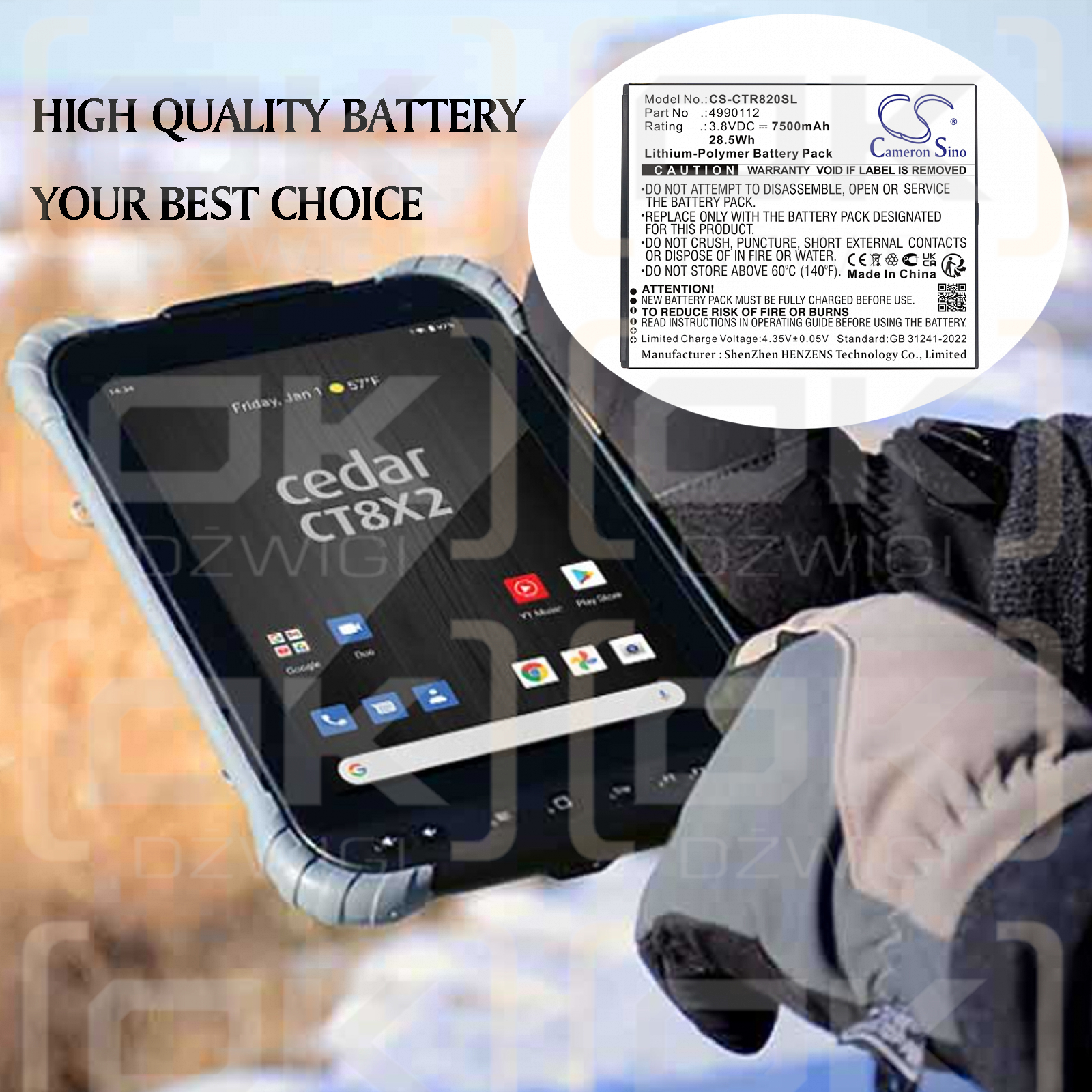 Cedar CT8X2 / 4990112 7500 mAh Li-Polímero 3.8 V (Cameron Sino)