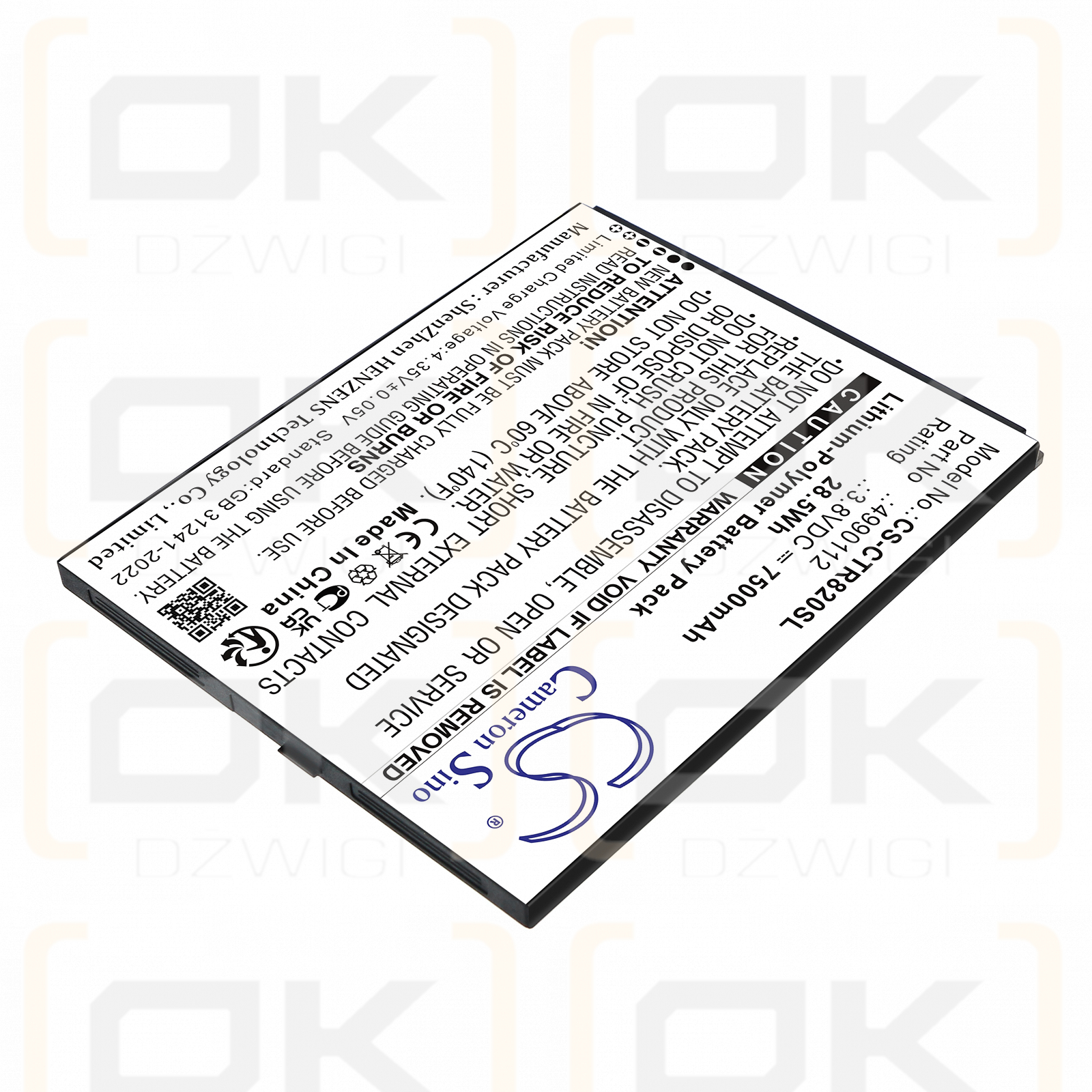 Cedar CT8X2 / 4990112 7500 mAh Li-Polímero 3.8 V (Cameron Sino)