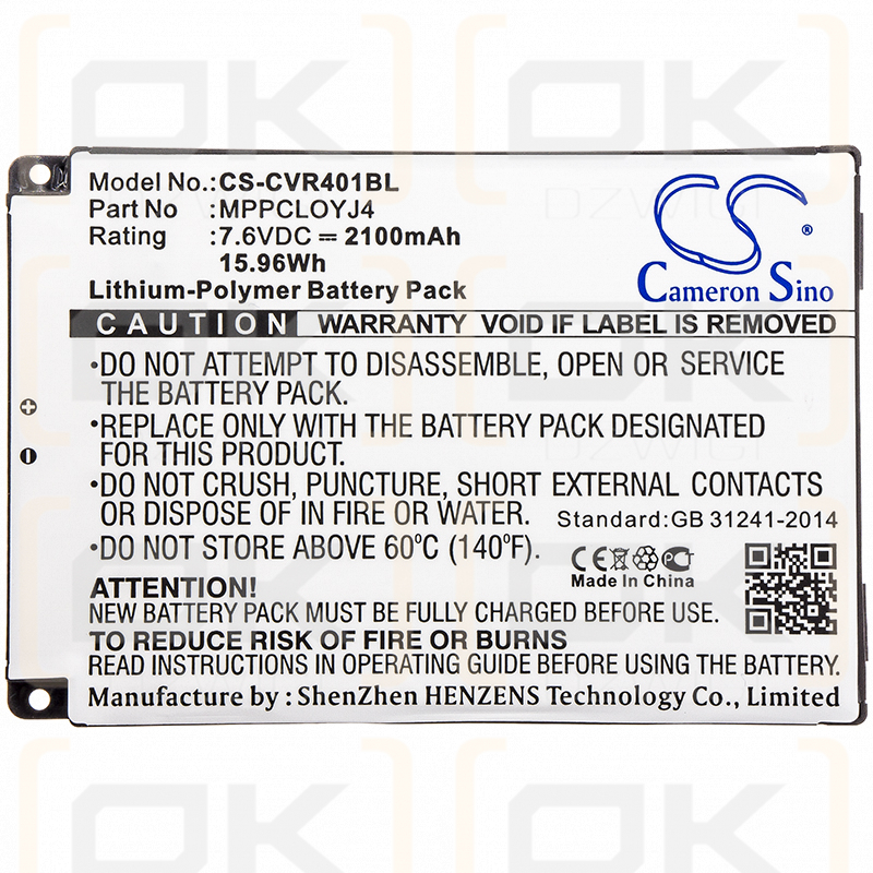 Clover FLEX / MPPCLOYJ4 2100 mAh Li-Polymer 7,6 V (Cameron Sino)