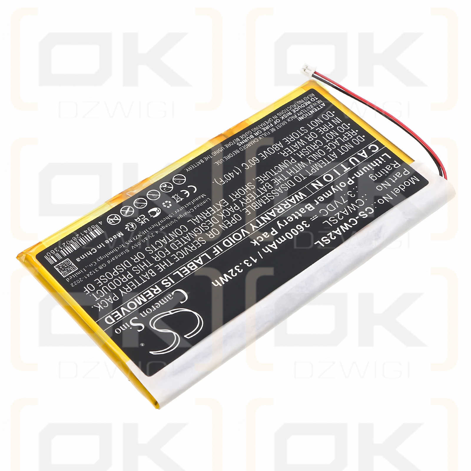 Batería Cowon Q5W de polímero de litio de 3600 mAh y 3,7 V (Cameron Sino)