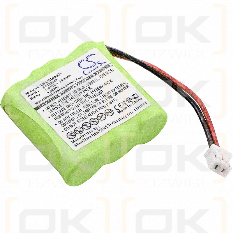 Cable e inalámbrico CWD3000 / BC102549 300 mAh Ni-MH 3,6 V (Cameron Sino)