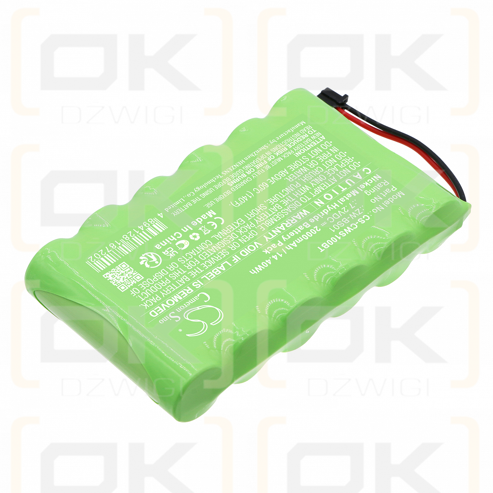 CaddX ZW-6404-NL / ZW-BS01 2000mAh Ni-MH 7.2V (Cameron Sino)