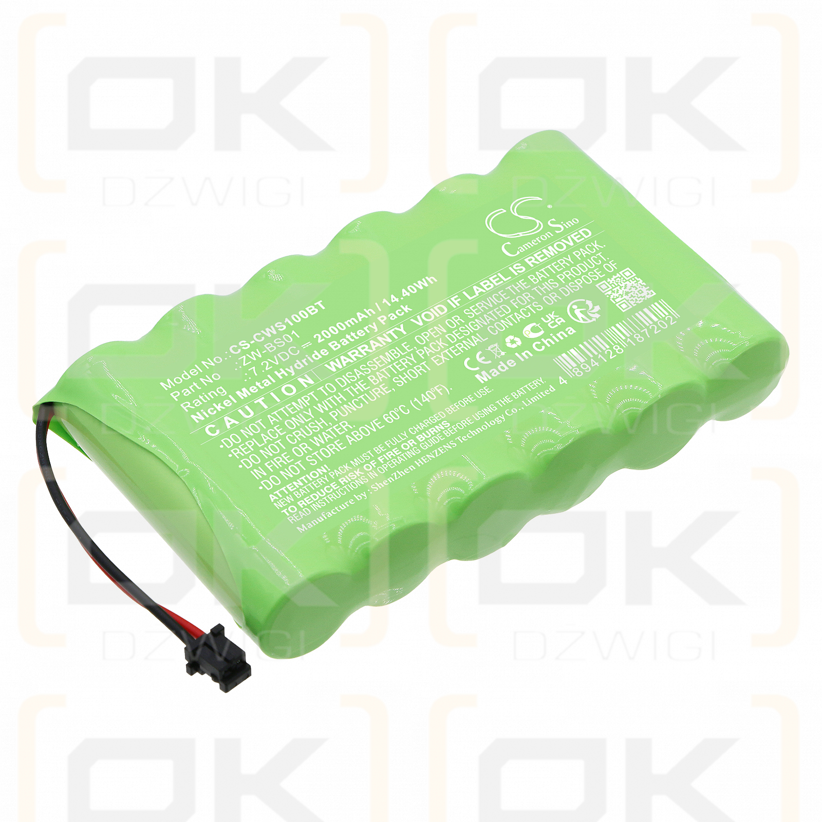 CaddX ZW-6404-NL / ZW-BS01 2000mAh Ni-MH 7.2V (Cameron Sino)