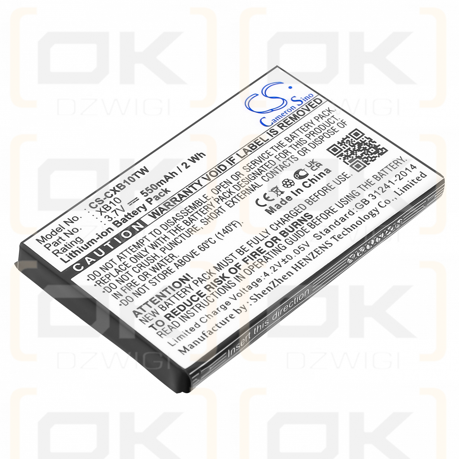 Xact Communication x2x Wristlinx / XB10 550mAh Li-ion 3.7V (Cameron Sino)