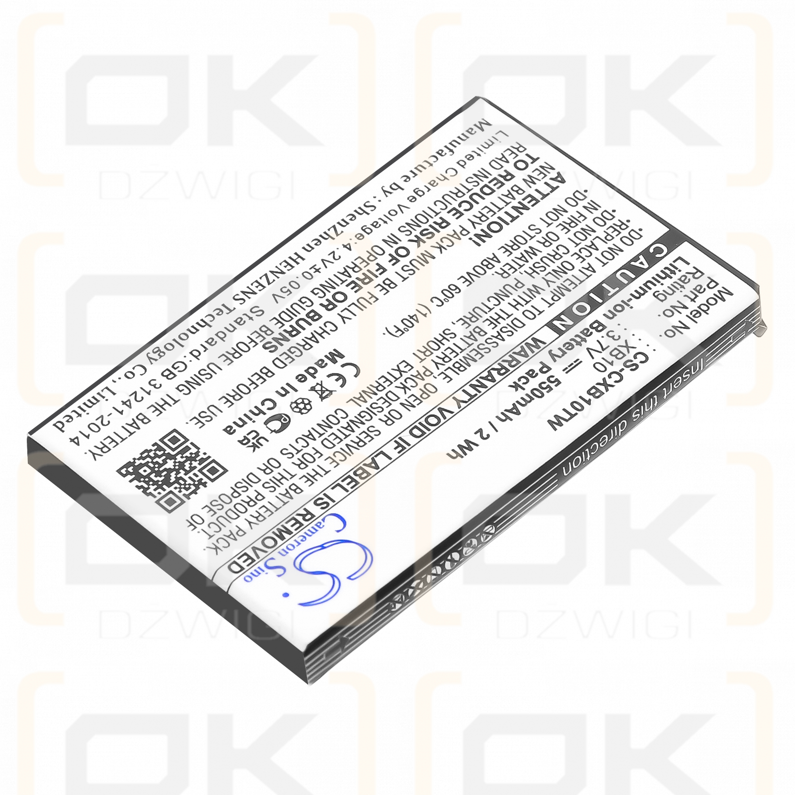 Xact Communication x2x Wristlinx / XB10 550mAh Li-ion 3.7V (Cameron Sino)