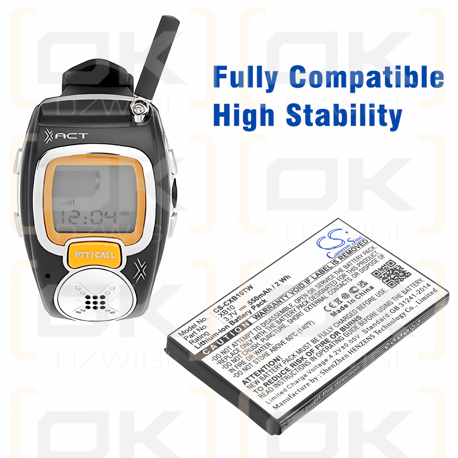 Xact Communication x2x Wristlinx / XB10 550mAh Li-ion 3.7V (Cameron Sino)