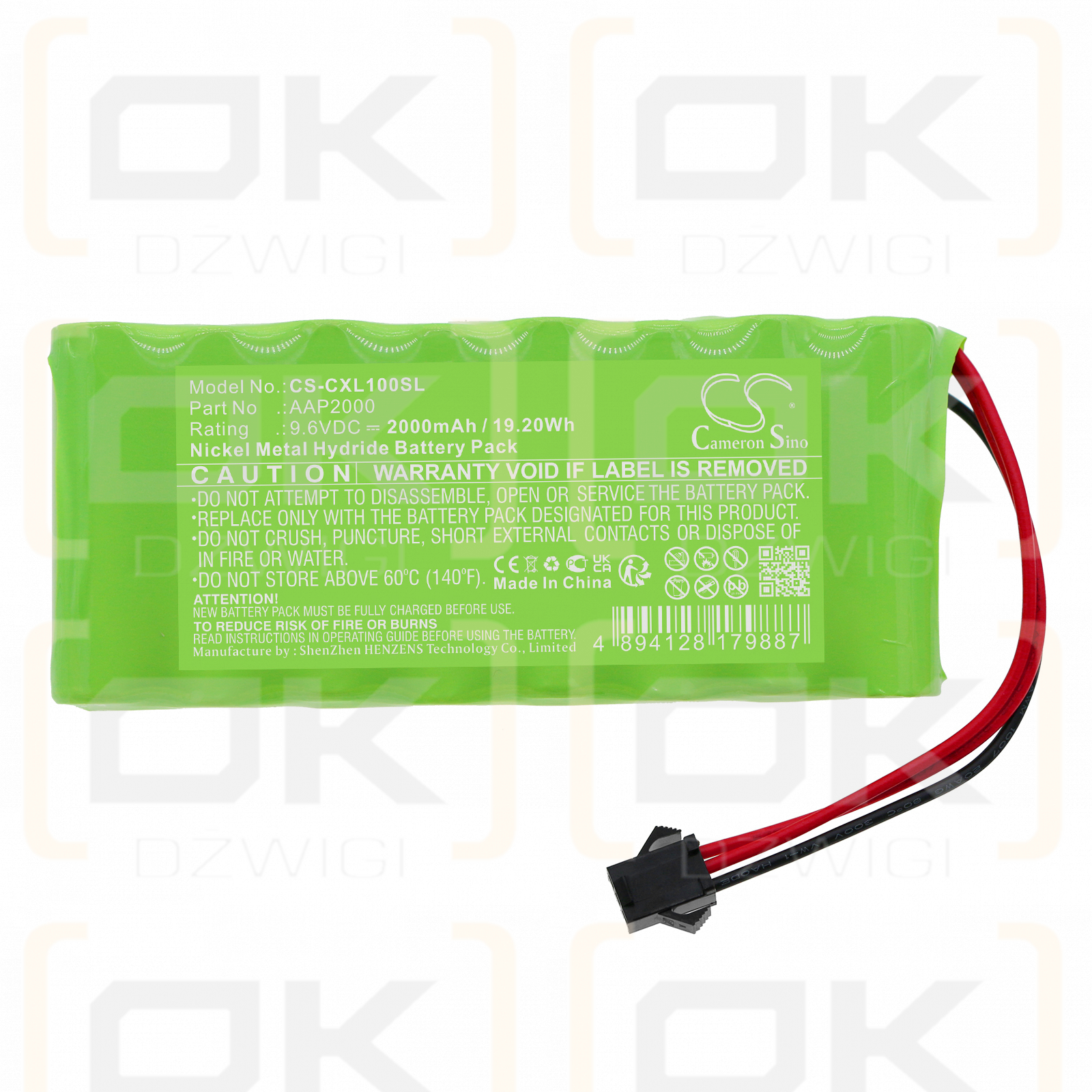 Compumatic XL1000e / AAP2000 2000mAh Ni-MH 9.6V (Cameron Sino)