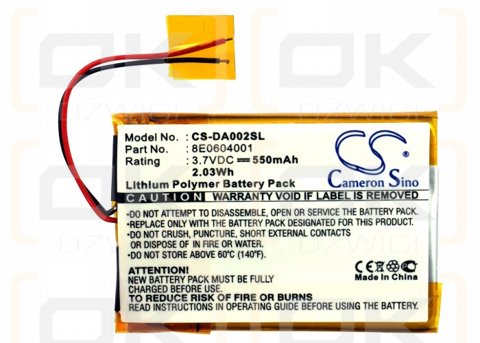 Creative DVP-FL0007 / 8E0604001 550 mAh Li-Polymer 3.7 V (Cameron Sino)
