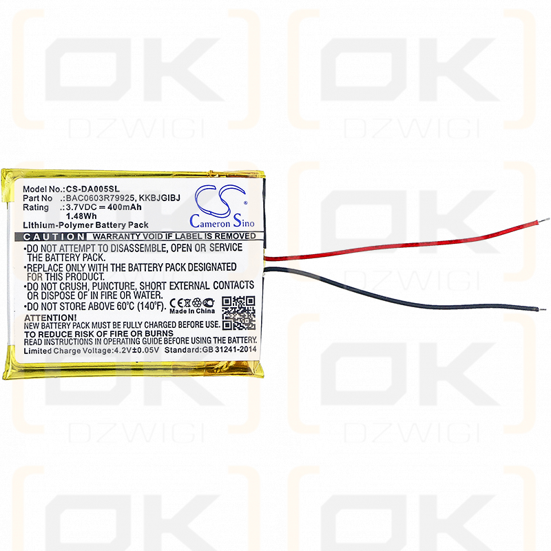 Creative Zen 32 GB / BAC0603R79925 400 mAh Li-Polímero 3,7 V (Cameron Sino)