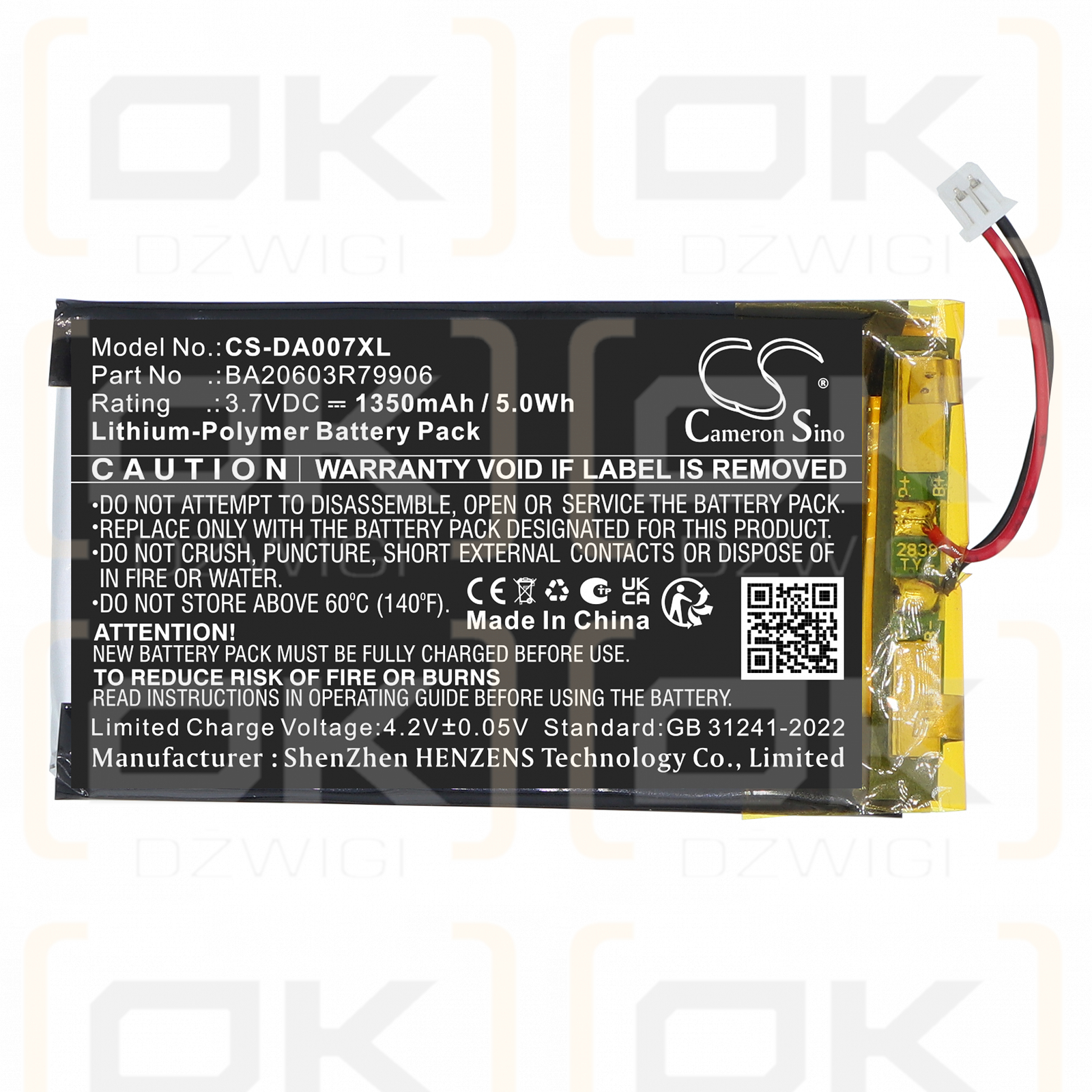 Creative Zen Neeon DAP-MD0005 / BA20603R79906 1350 mAh Li-Polymer 3.7 V (Cameron Sino)