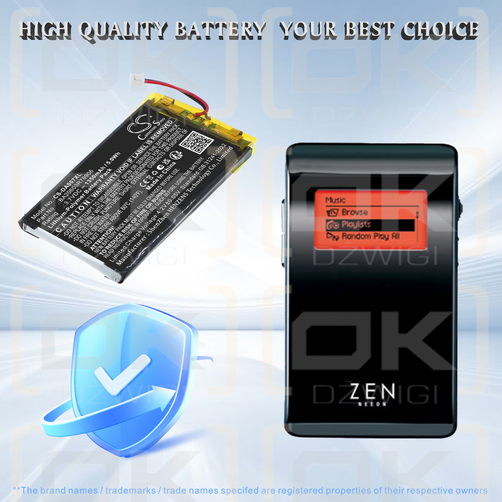 Creative Zen Neeon DAP-MD0005 / BA20603R79906 1350 mAh Li-Polymer 3.7 V (Cameron Sino)