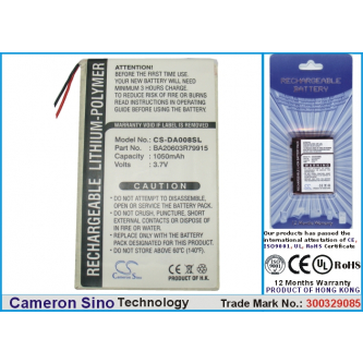 Creative DAP-HDD019 / BA20603R79915 1050 mAh Li-Polymer 3.7 V (Cameron Sino)