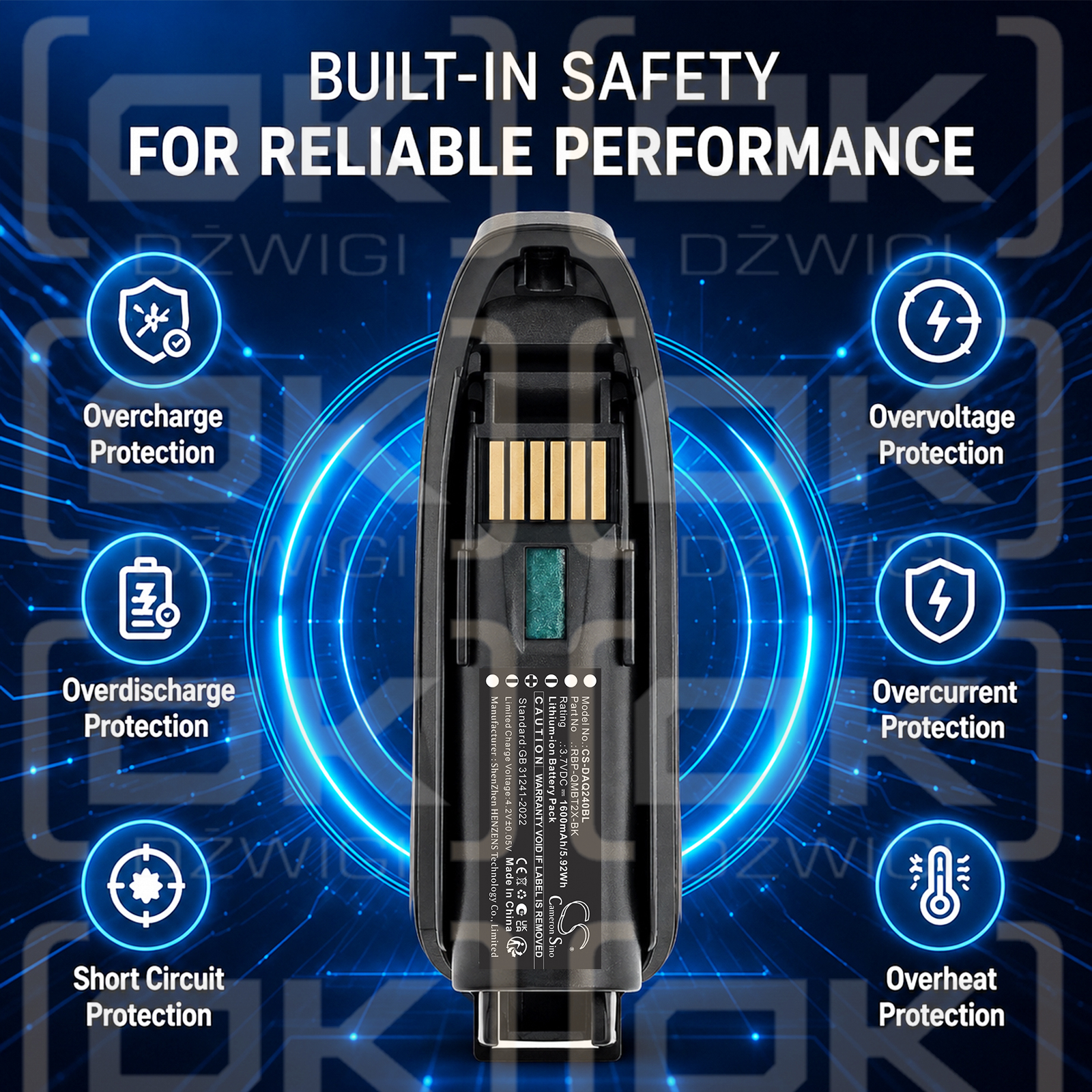 Bateria zamienna do Datalogic QuickScan QBT2430 / RBP-QMBT2X-BK 1600 mAh Li-ion 3.7 V (Cameron Sino)
