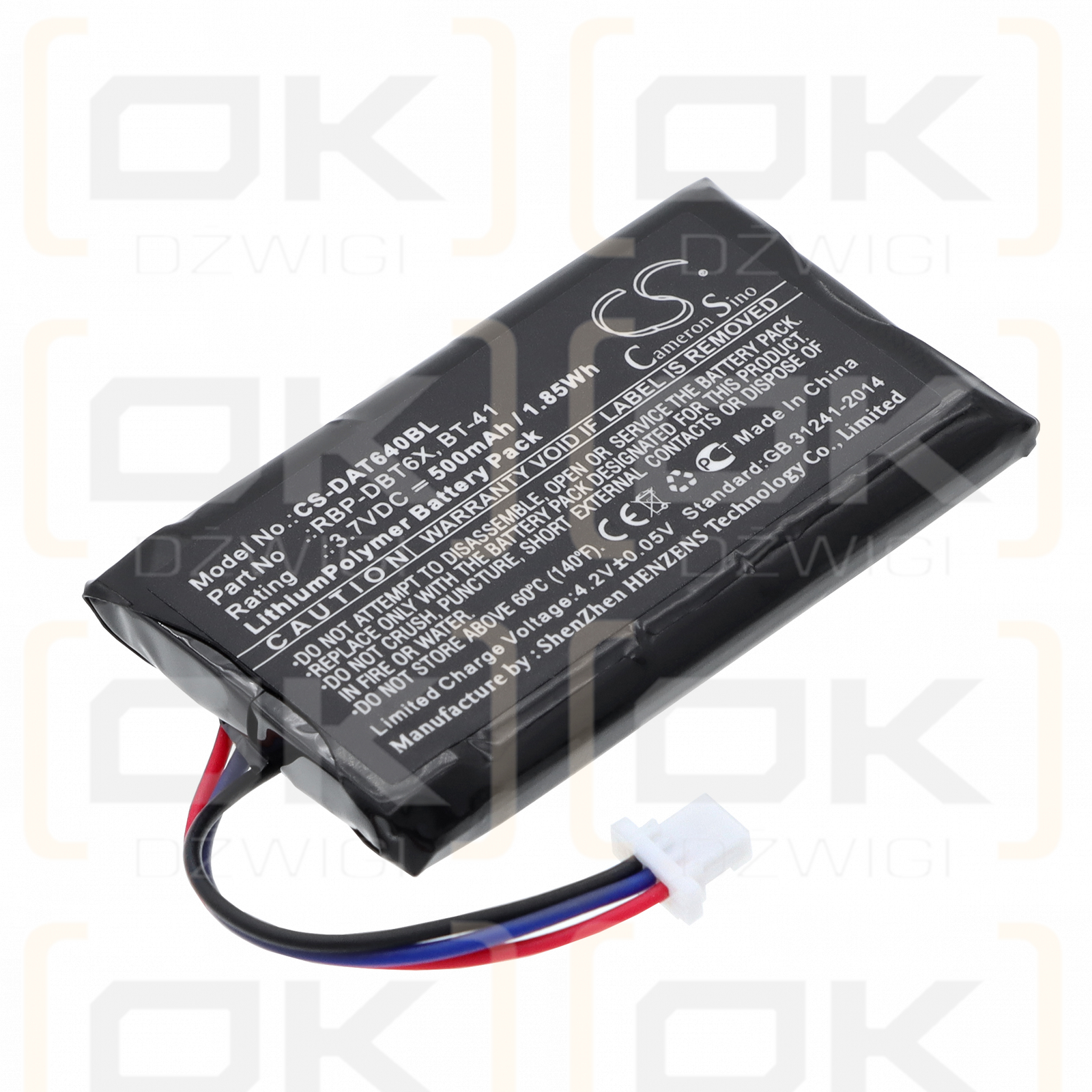 Datalogic RBP-6400 / RBP-DBT6X 500 mAh Li-Polymer 3,7 V (Cameron Sino)