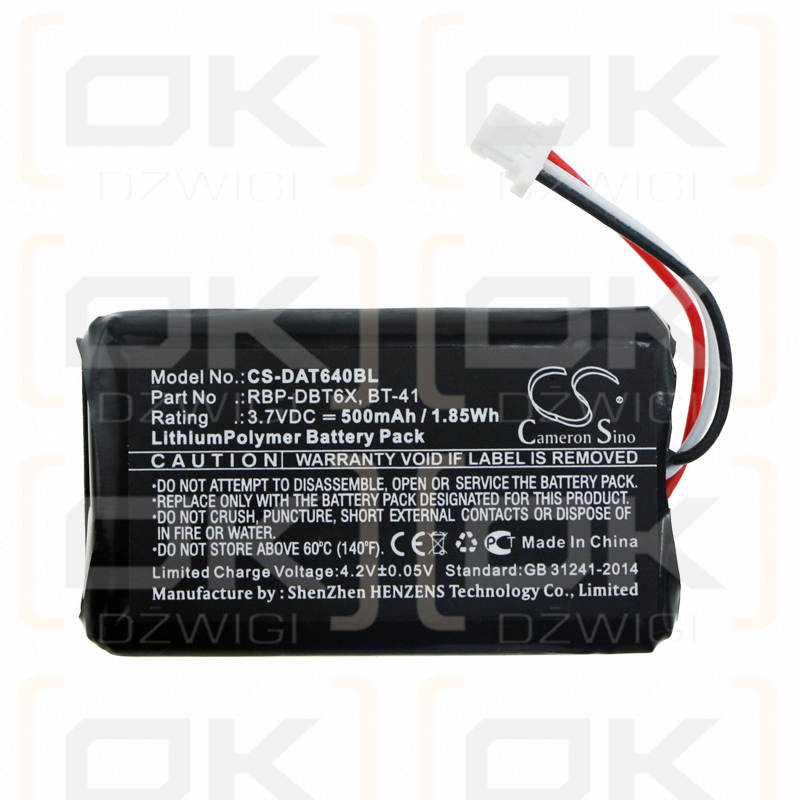 Datalogic RBP-6400 / RBP-DBT6X 500mAh Li-Polymer 3.7V (Cameron Sino)