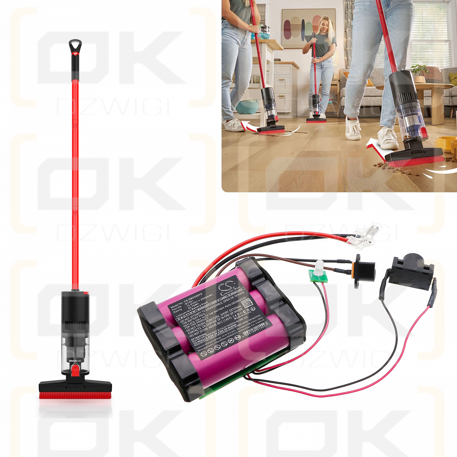 Dirt Devil Black Lightweight Cordless Hard Floor Broom Vacuum Cleaner / BY001 2200mAh Li-ion 10.8V (Cameron Sino)