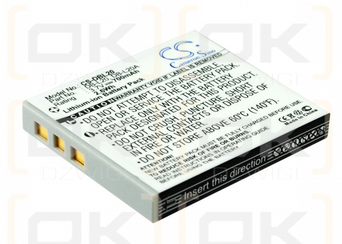 Sanyo Xacti VPC-E7 / DB-L20 700mAh Li-ion 3.7V (Cameron Sino)