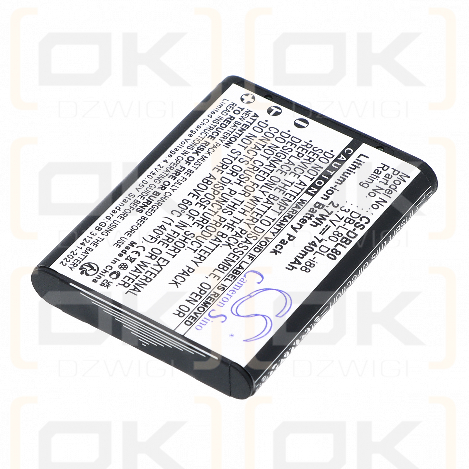 Batería de repuesto para Toshiba Camileo SX500 / PX1686U, 740 mAh, iones de litio, 3,7 V (Cameron Sino)