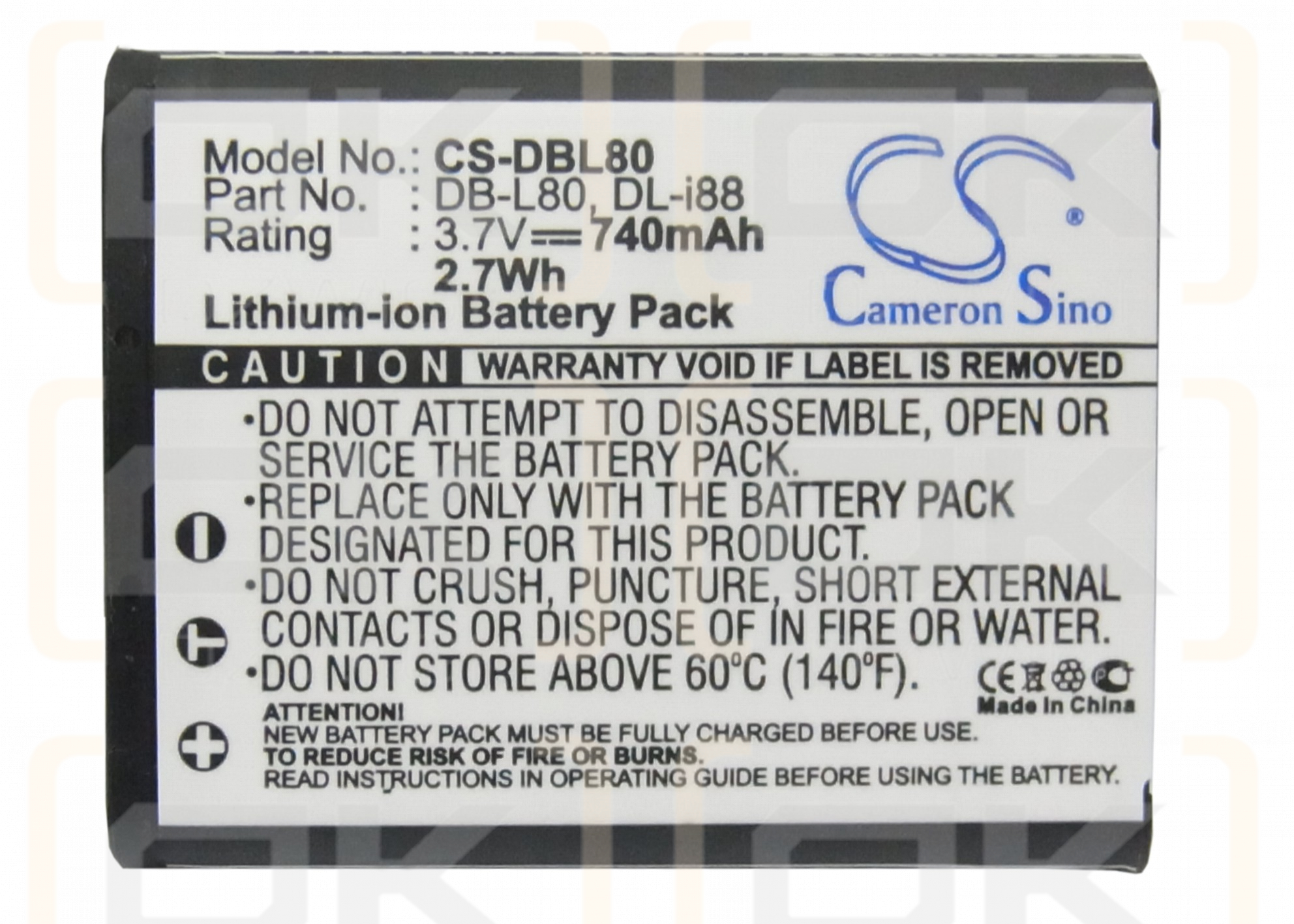 Toshiba Camileo SX500 / PX1686U 740mAh Li-ion 3.7V (Cameron Sino)