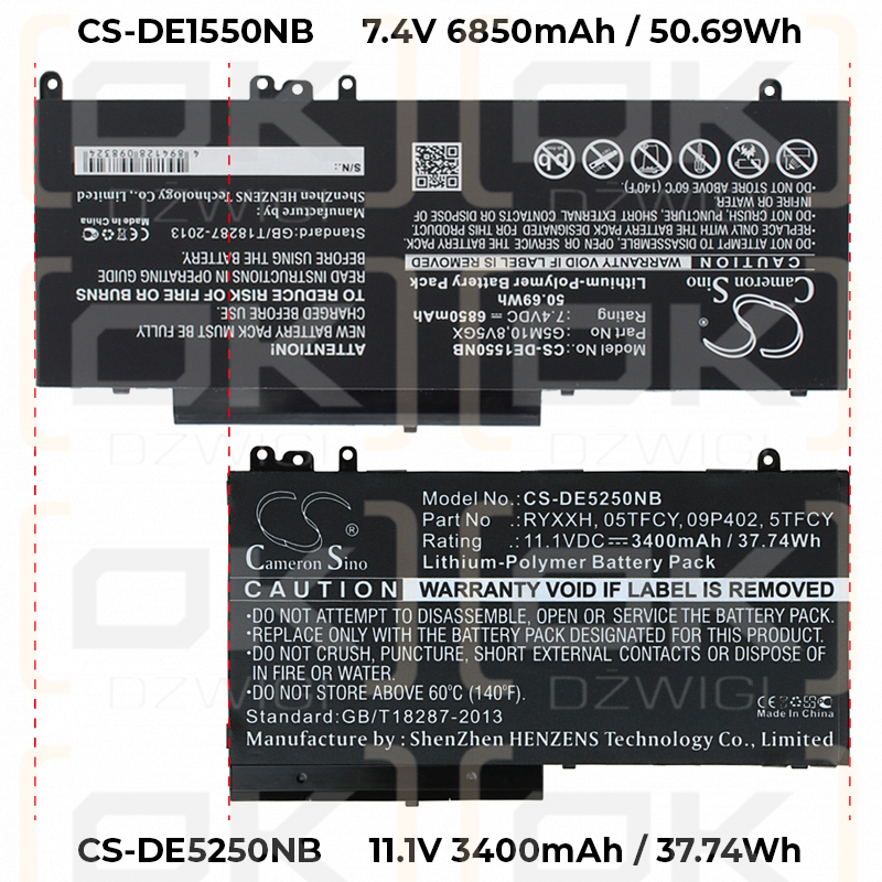 DELL Latitude E5470 / RYXXH 3400mAh Li-polímero 11.1V (Cameron Sino)