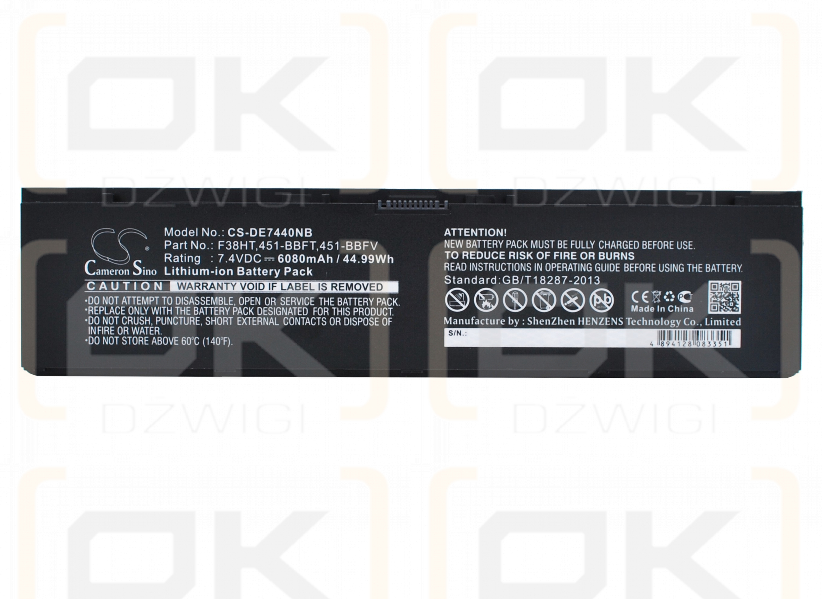 DELL Latitude 14 E7440 / F38HT 6080mAh Li-polímero 7.4V (Cameron Sino)