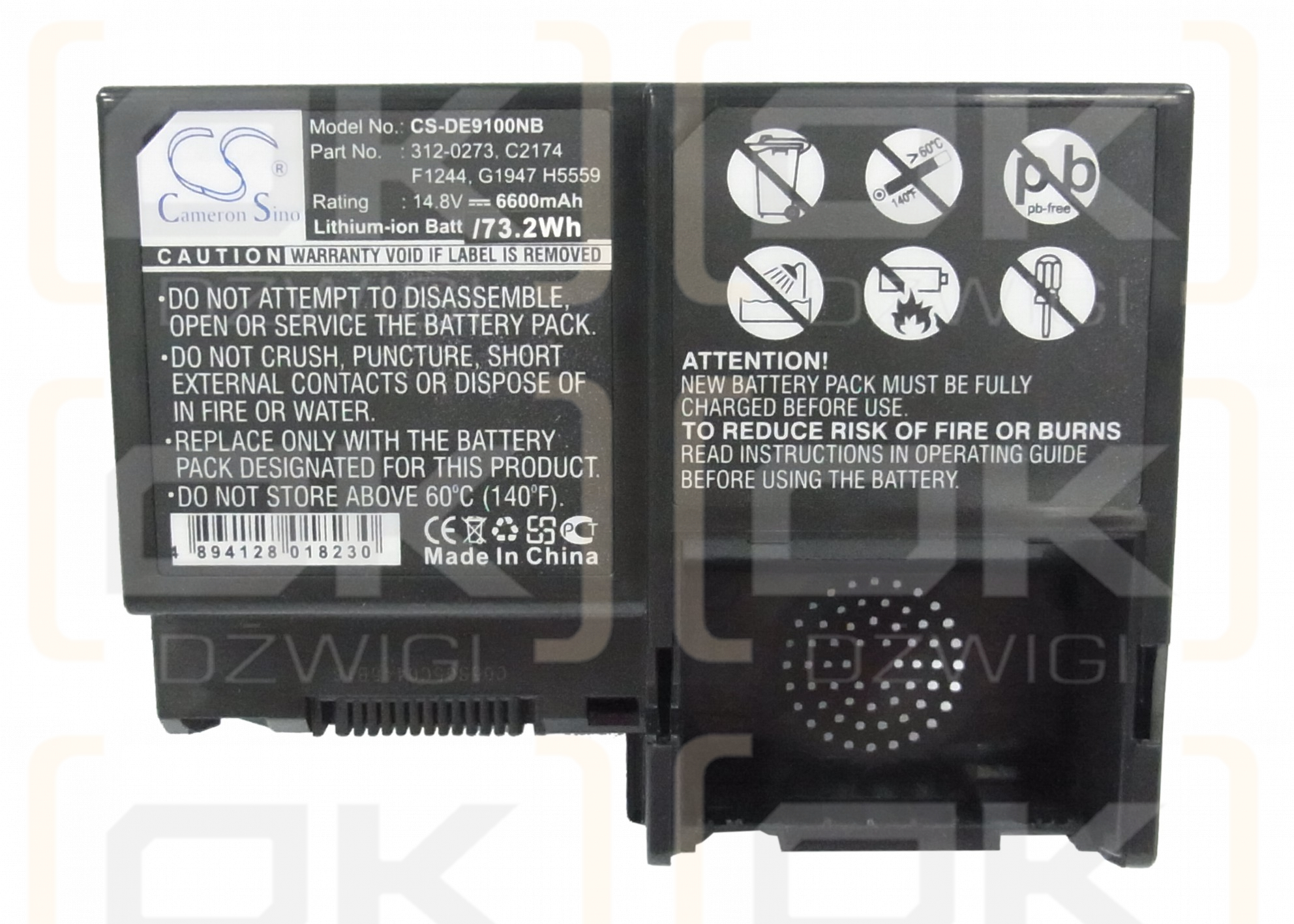 Dell Inspiron XPS / 312-0273 6600 mAh Li-ion 14.8 V (Cameron Sino)