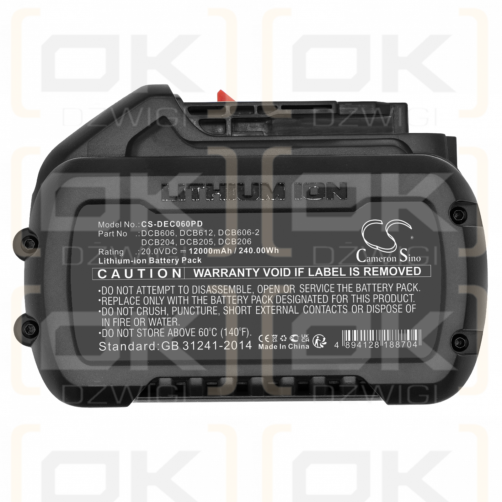 DeWalt XR Li-Ion 18V / DCB606 12000mAh Li-ion 20.0V (Cameron Sino)