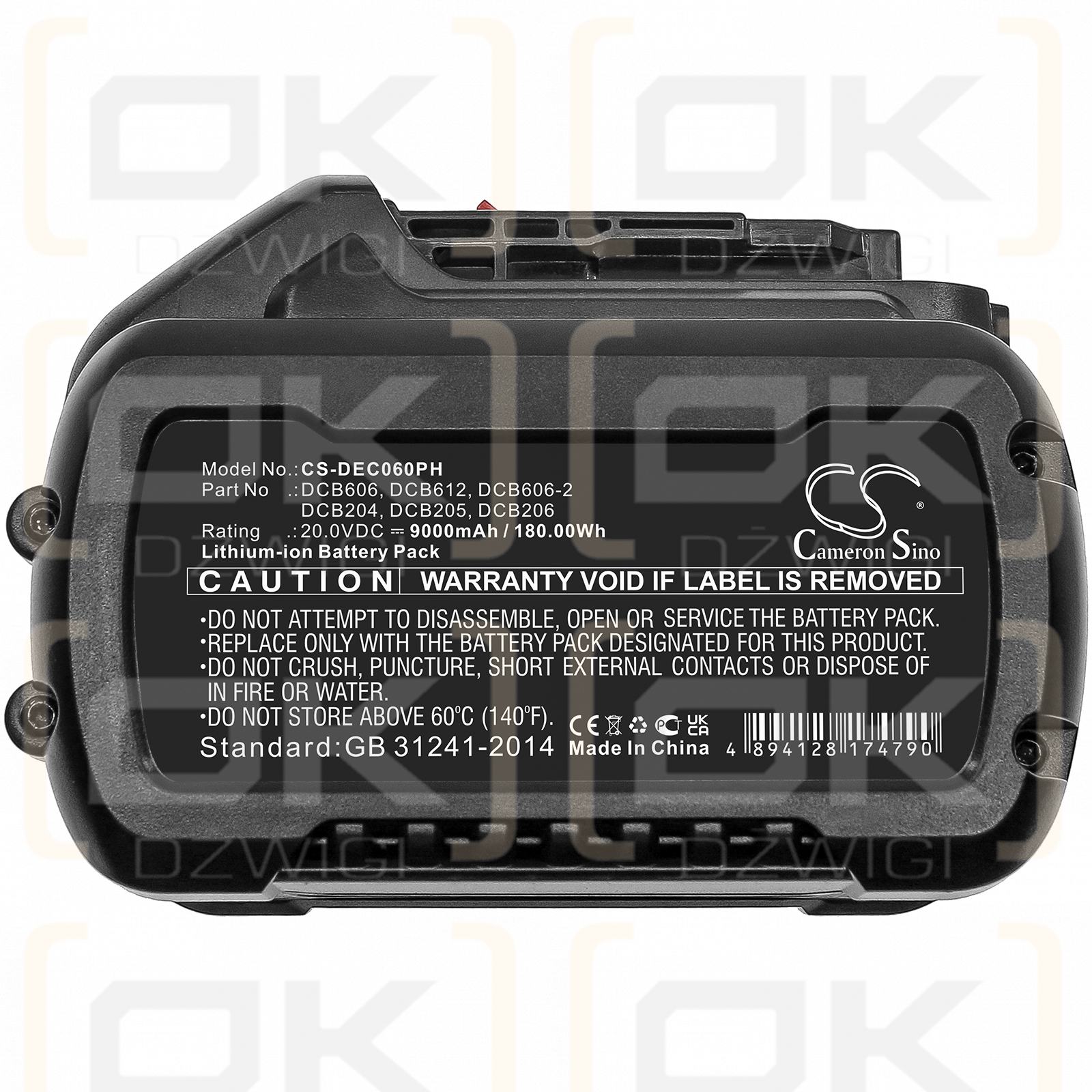 DeWalt XR Li-Ion 18 V / DCB606 9000 mAh Li-Ion 20,0 V (Cameron Sino)