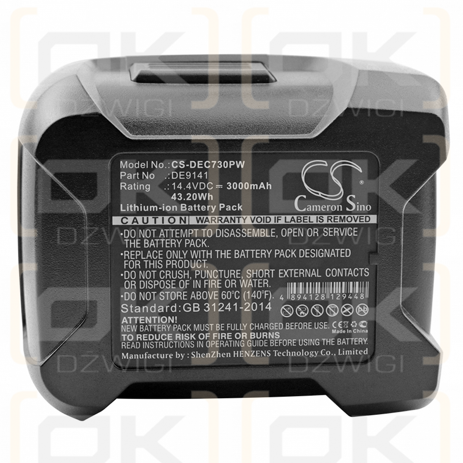 DeWalt DW996K-2 / DE9141 3000 mAh Li-Ion 14,4 V (Cameron Sino)