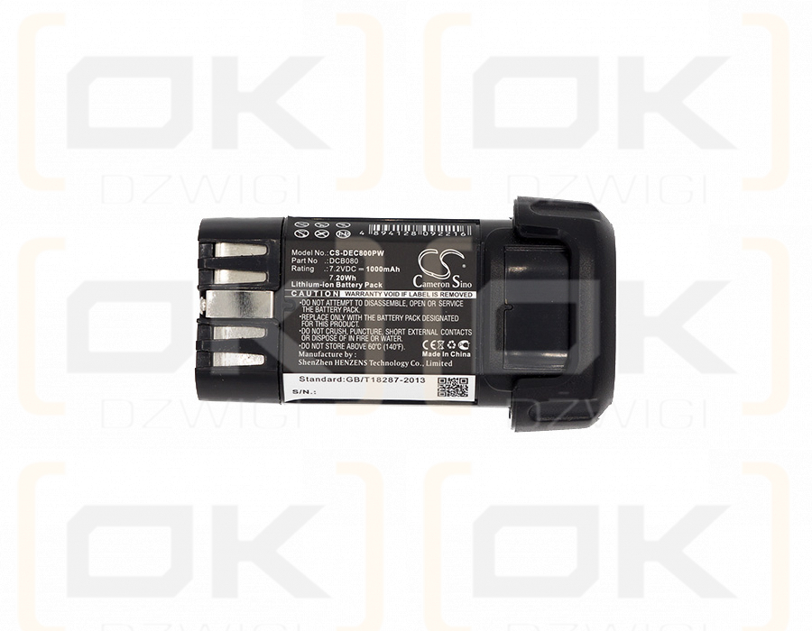 DeWalt DCF682 / DCB080 1000 mAh Li-Ion 7,2 V (Cameron Sino)