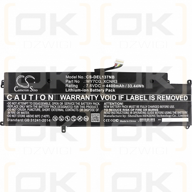 DELL Latitude 13 7370 / WY7CG 4400 mAh Li-Ion 7,6 V (Cameron Sino)