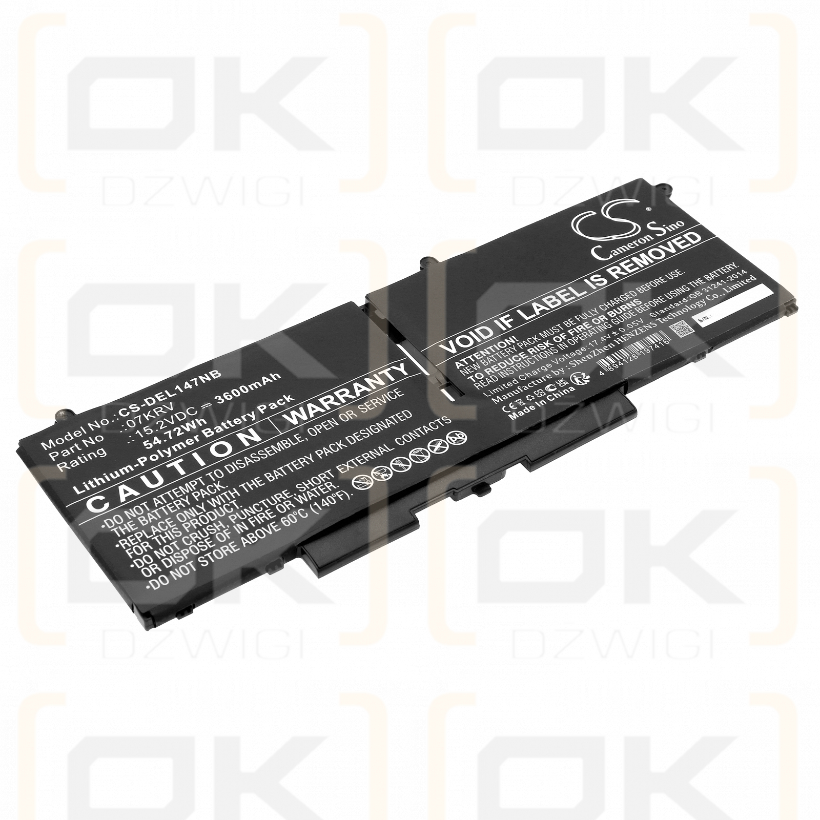 DELL Latitude 14 7430 3W64P / 07KRV 3600 mAh Li-Polymer 15,2 V (Cameron Sino)