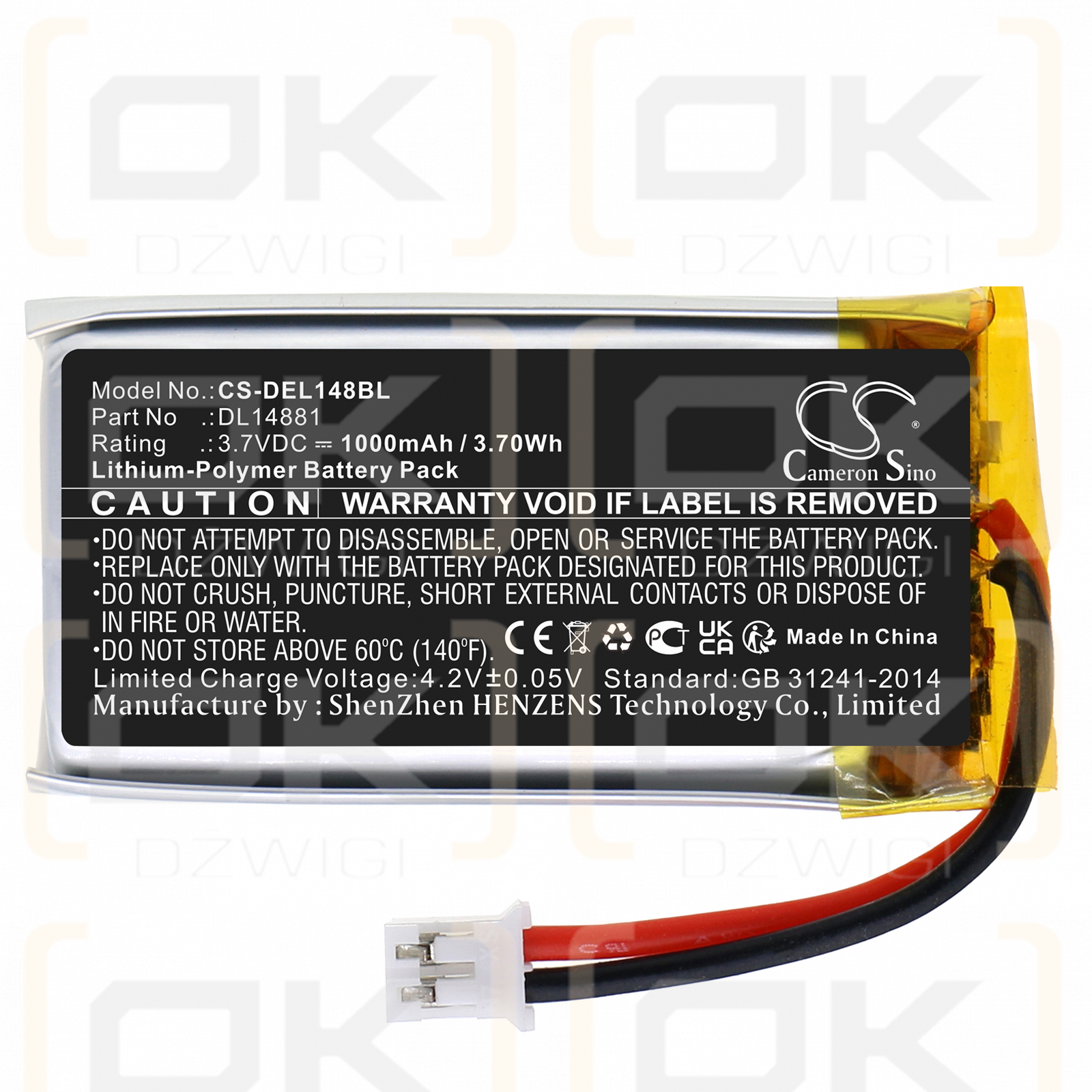 DELI / DL14881 1000mAh Li-Polymer 3.7V (Cameron Sino)