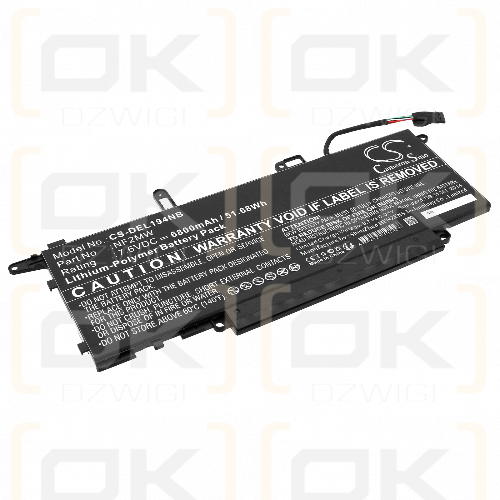 DELL Latitude 7270 / 02K0CK 6800mAh Li-polímero 7.6V (Cameron Sino)