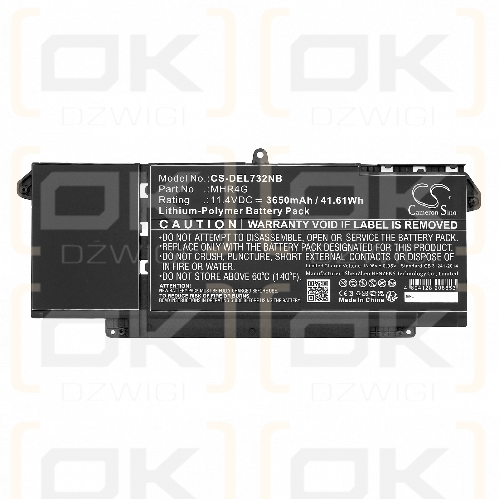 DELL Latitude 7320 6Y9H8 / MHR4G 3650mAh Li-polímero 11.4V (Cameron Sino)