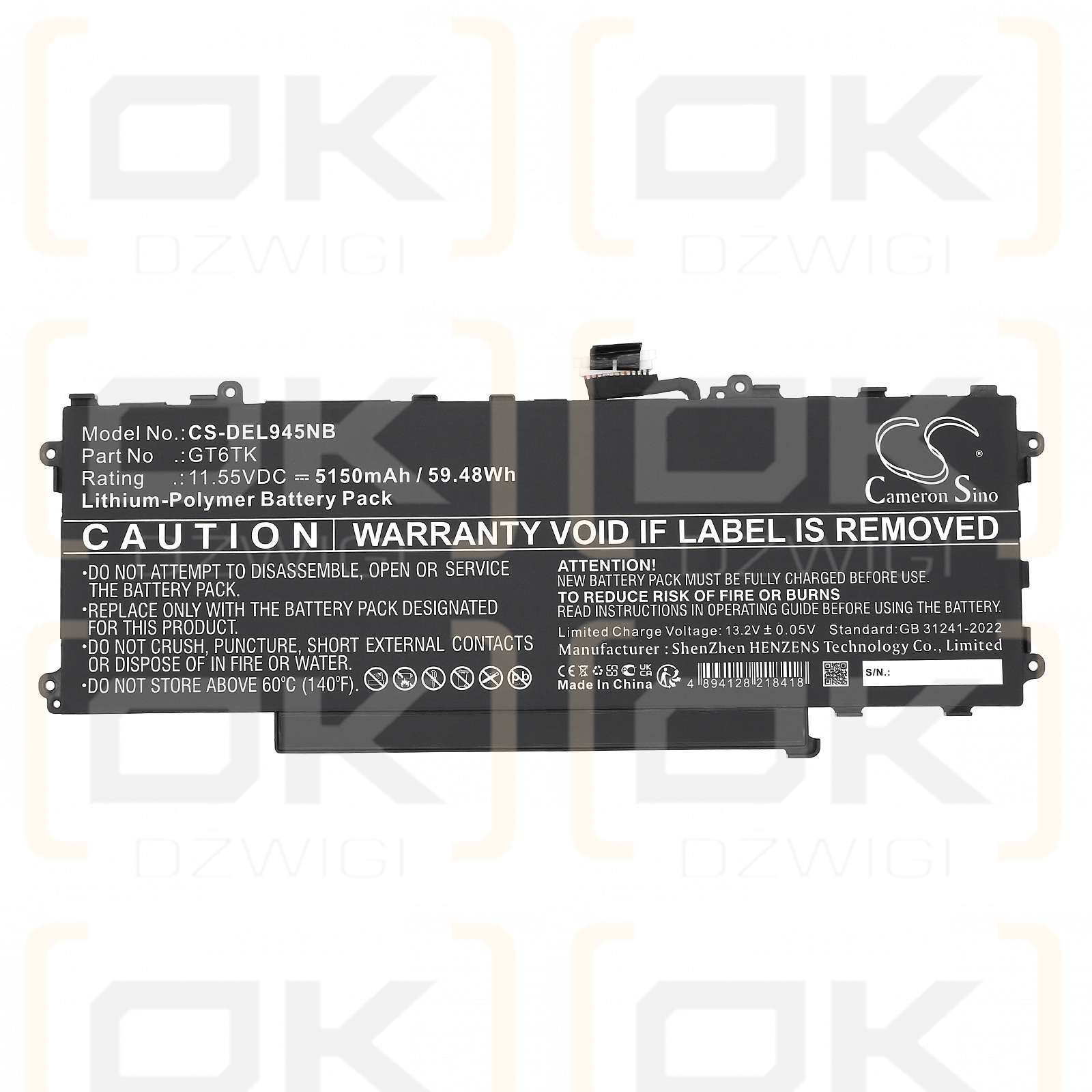 DELL Latitude 9450 2-in-1 / GT6TK 5150 mAh Li-Polymer 11,55 V (Cameron Sino)