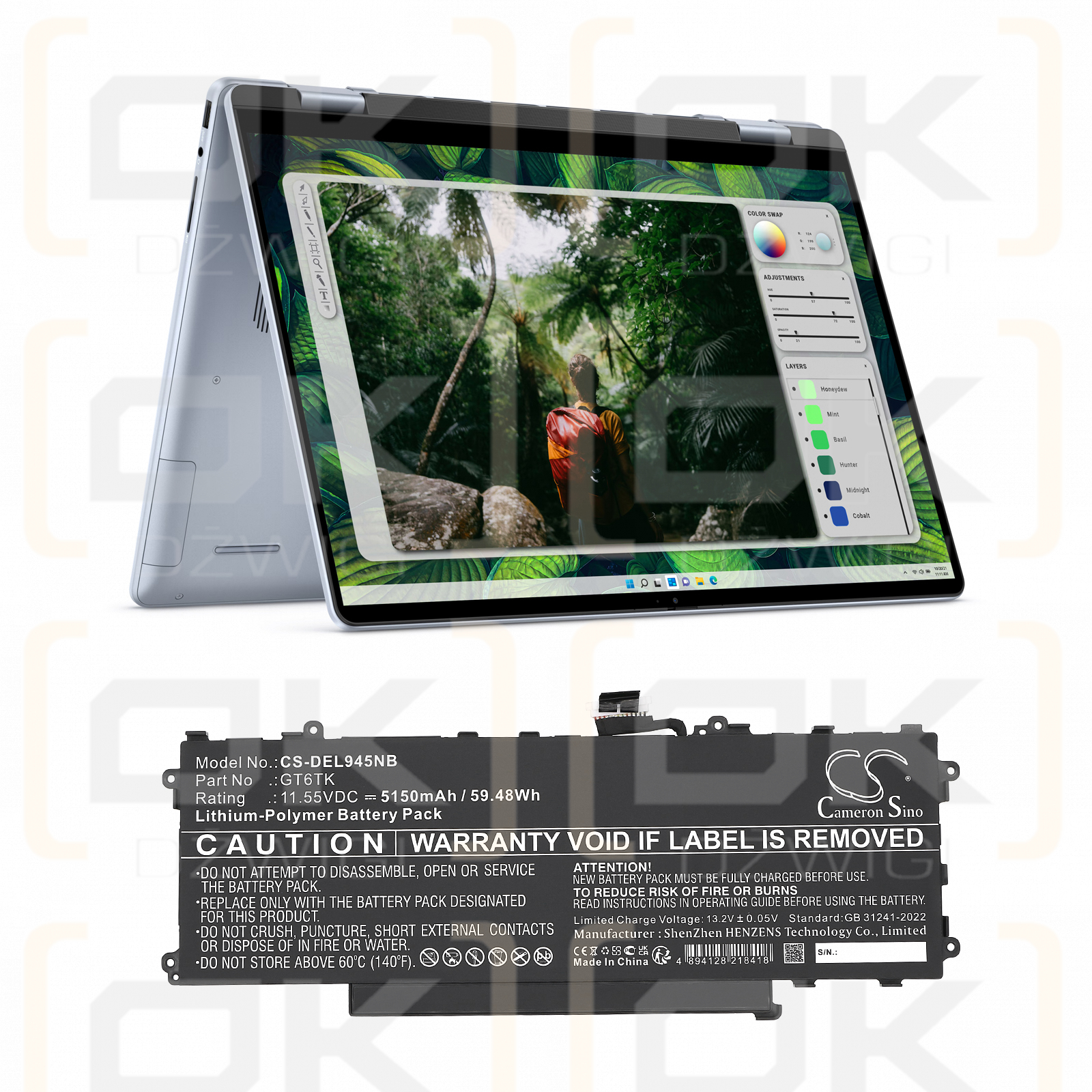 DELL Latitude 9450 2-in-1 / GT6TK 5150 mAh Li-Polymer 11,55 V (Cameron Sino)