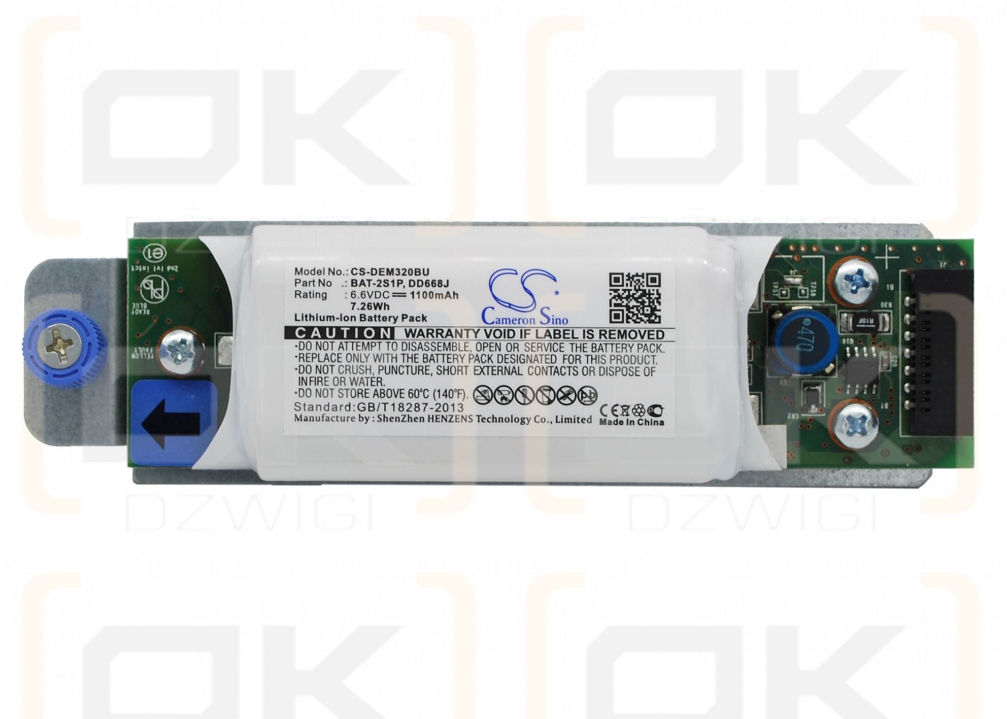 Dell PowerVault MD3200I / BAT-2S1P 1100 мАч, литий-ионный, 6,6 В (Cameron Sino)