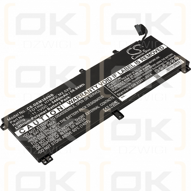 DELL XPS 15 9530-4883 / TOTRM 5400mAh Li-polímero 11.1V (Cameron Sino)