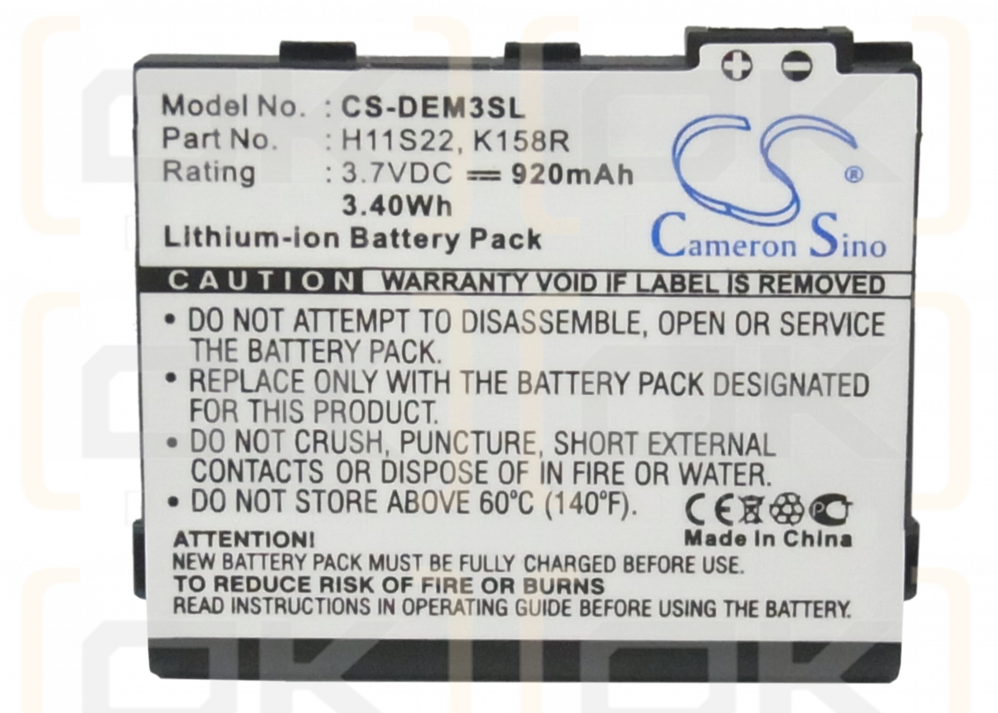 DELL Mini 3T1 / H11S22 920mAh Li-ion 3.7V (Cameron Sino)