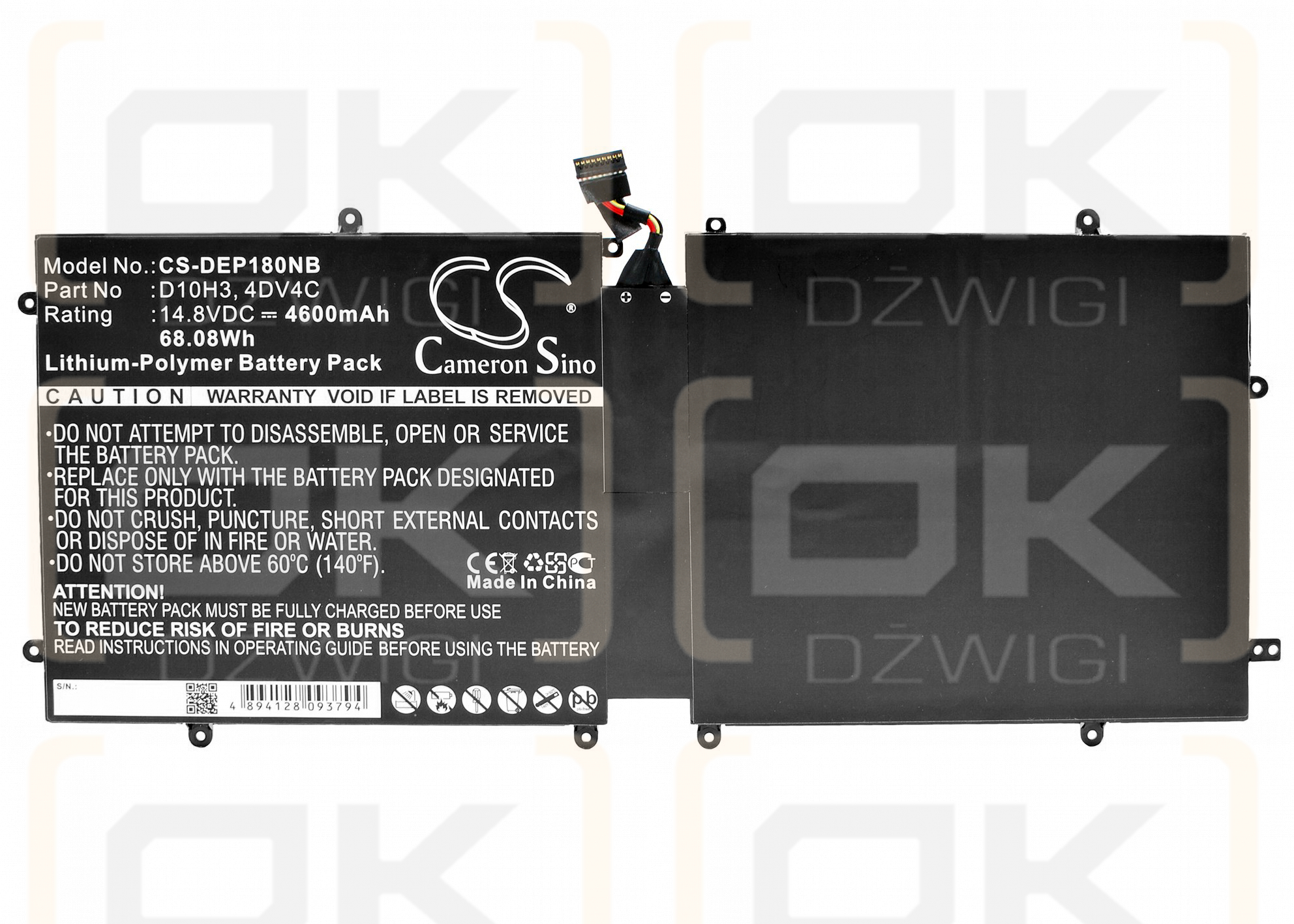 DELL Dell XPS 18 1810 / D10H3 4600mAh Li-Polímero 14.8V (Cameron Sino)