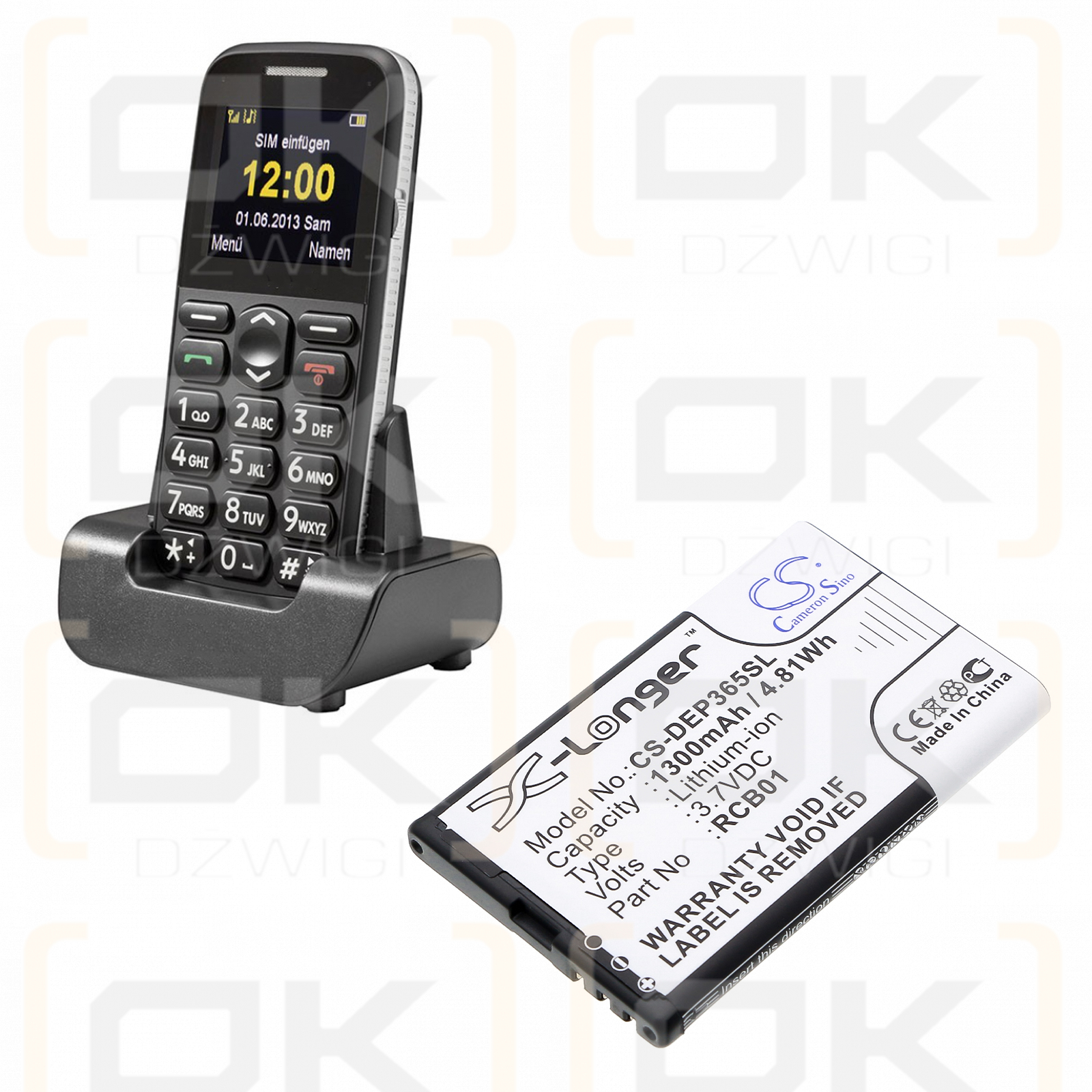 Doro Primo 365 / RCB01 1300mAh Li-ion 3.7V (Cameron Sino)