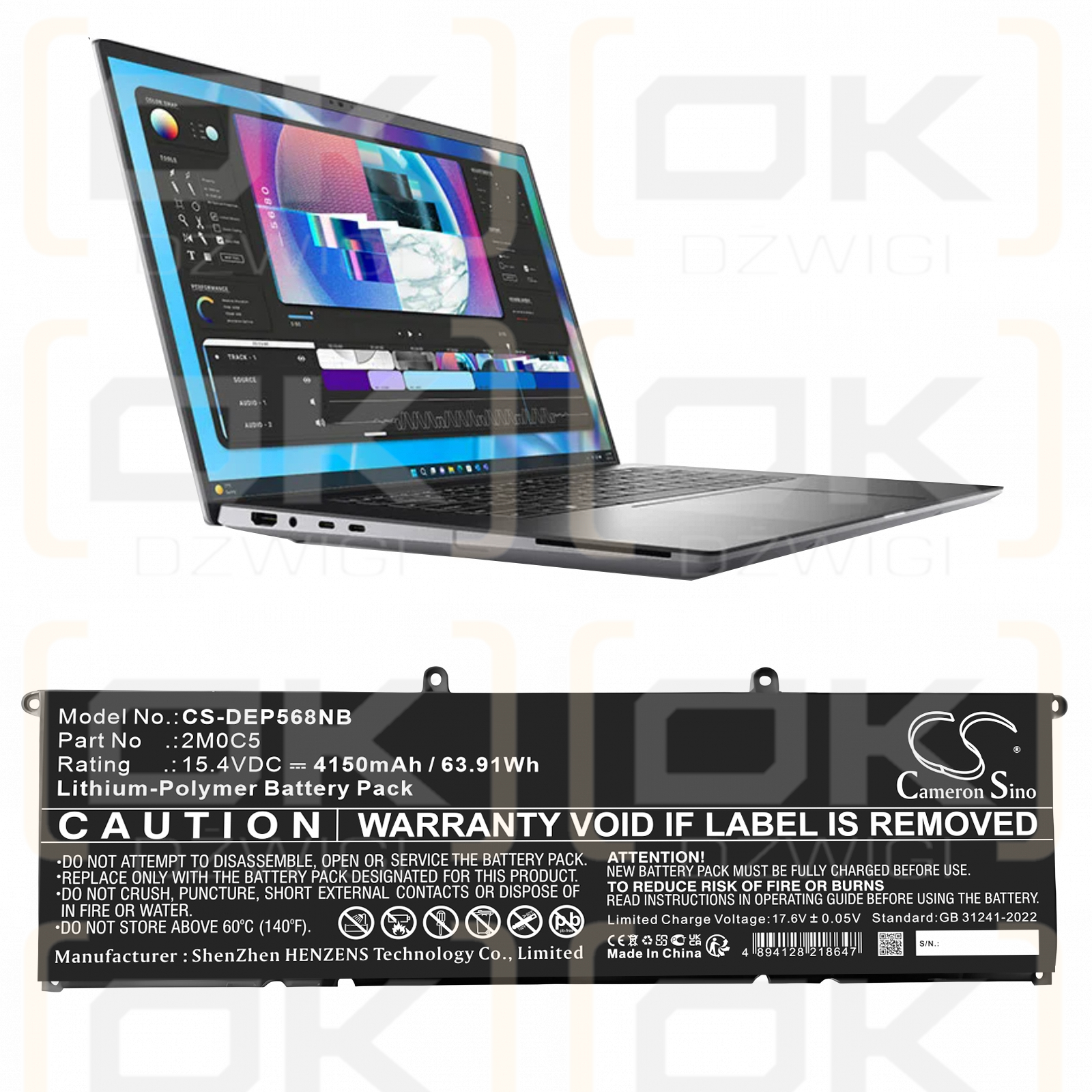DELL Precision 5680 / 2M0C5 4150 mAh Li-Polymer 15,4 V (Cameron Sino)